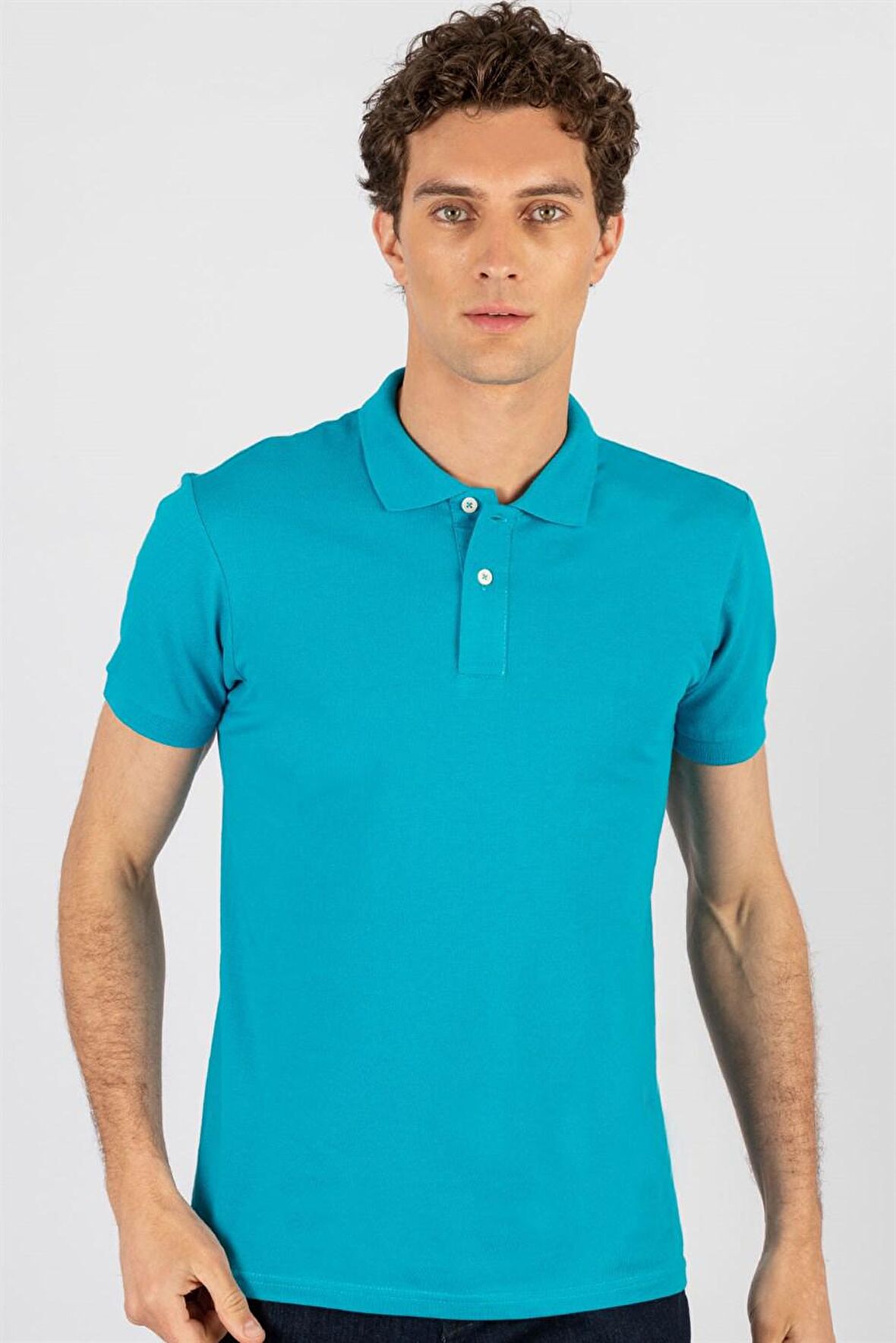 Tudors Slim Fit Dar Kesim Düz Polo Yaka Erkek T-Shirt