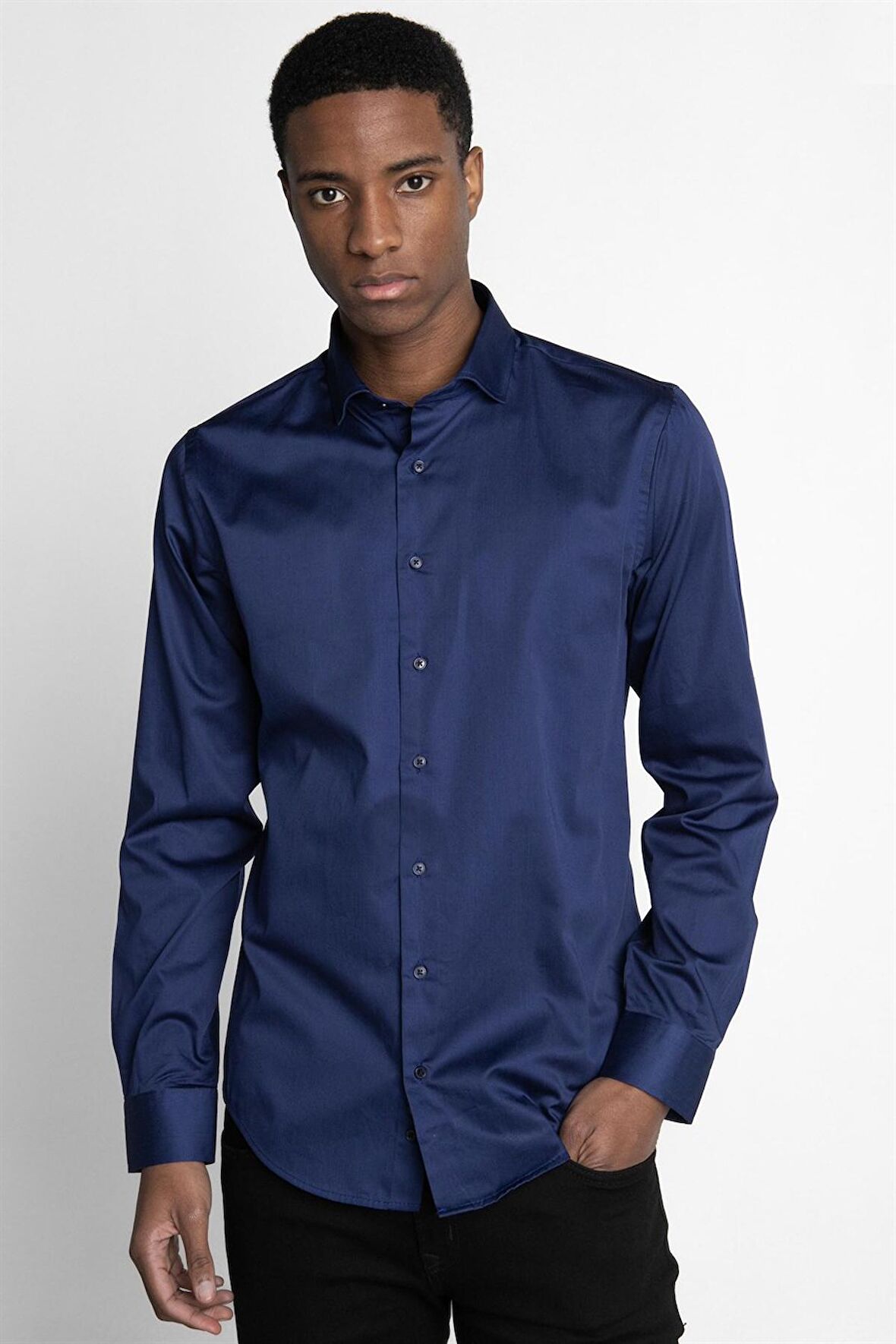 Tudors Slim Fit Koton Saten Premium Seri Erkek Gömlek