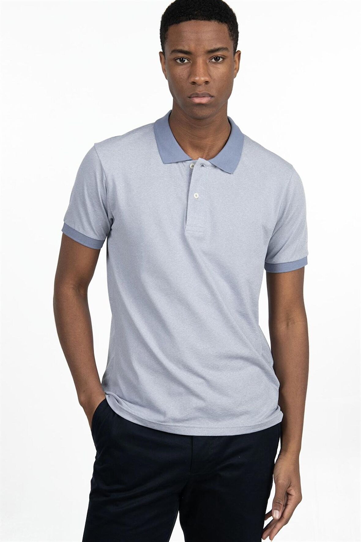 Tudors Slim Fit Melanj Düz Polo Yaka T-Shirt