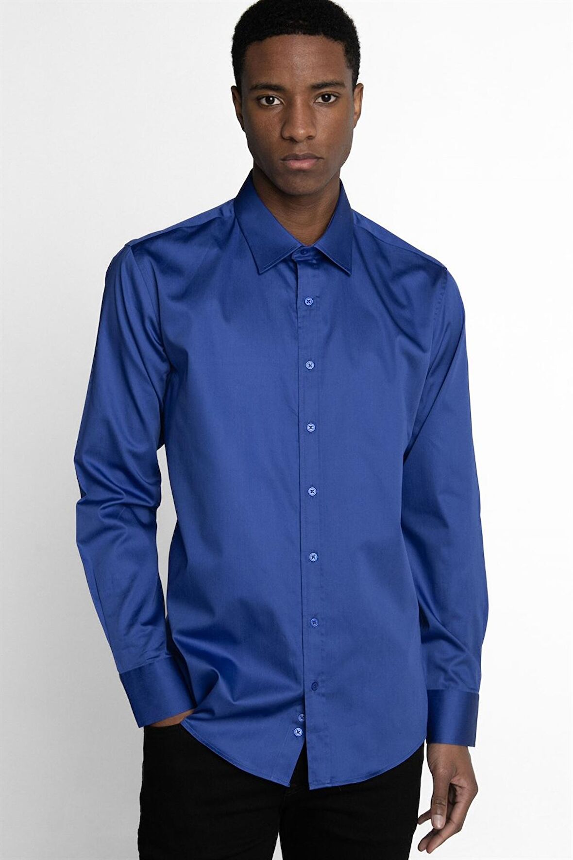 Tudors Modern Slim Fit Koton Saten Premium Seri Erkek Gömlek