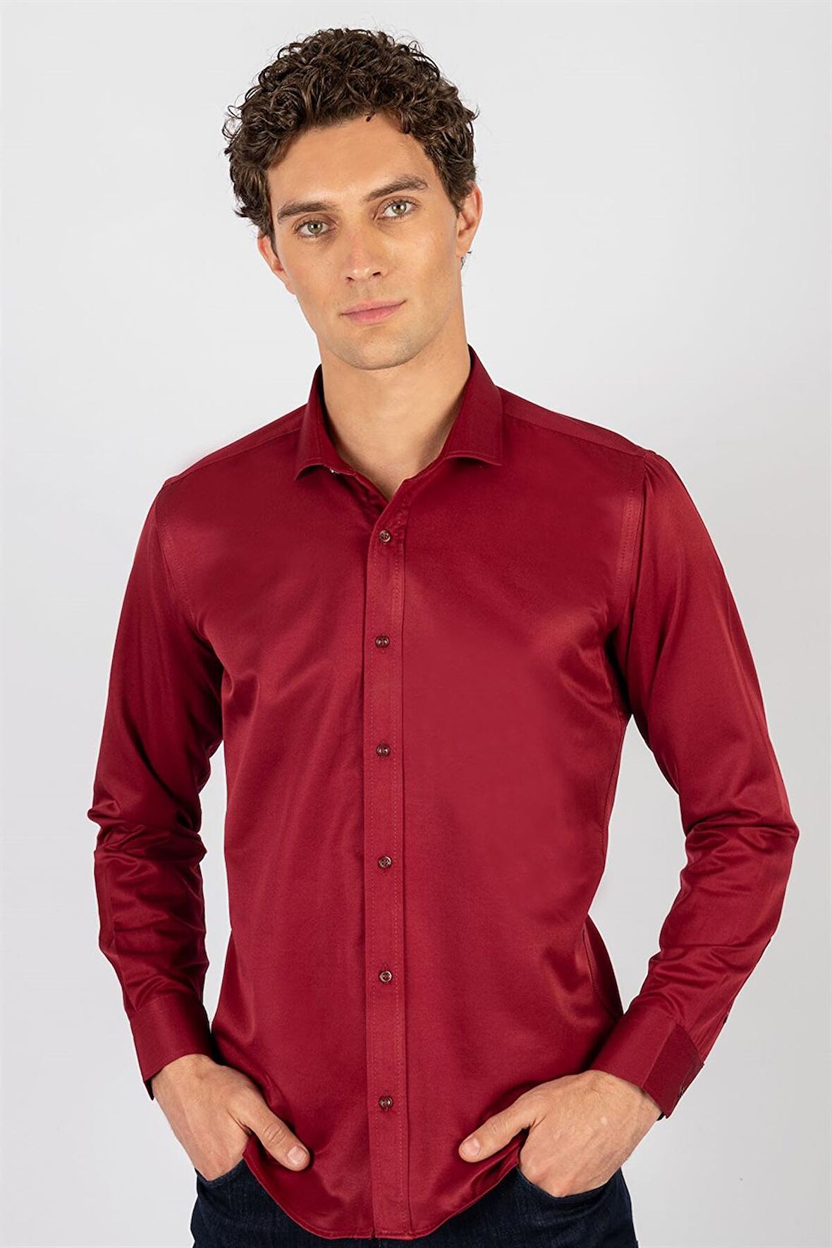 Tudors Modern Slim Fit Dar Kesim Düz Erkek Gömlek