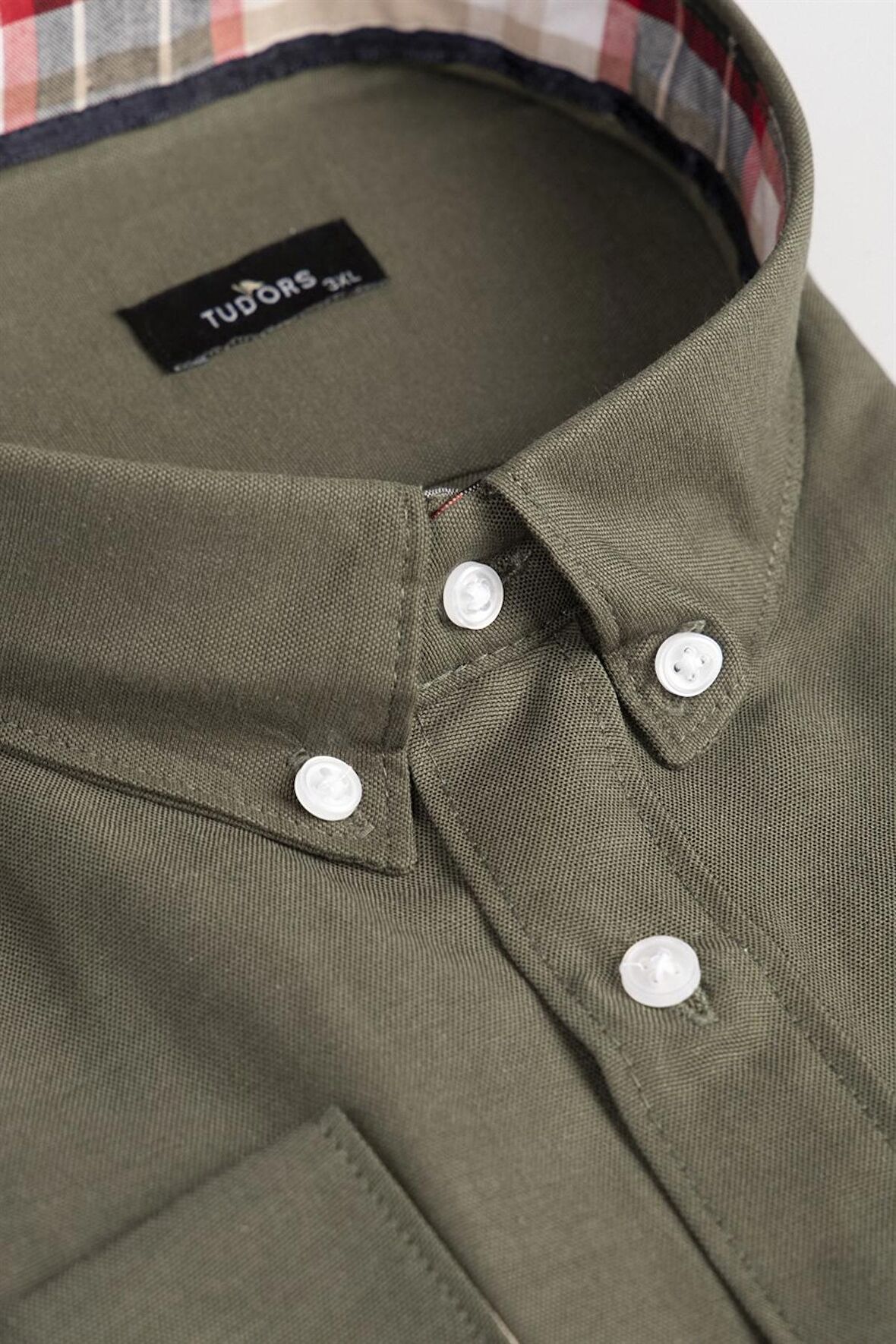 Tudors Battal Uzun Kol  Düğmeli Yaka Erkek Gömlek BT220008-723