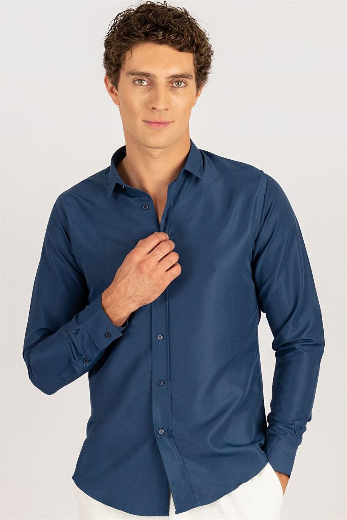 Tudors Slim Fit Kravatlık Erkek Gömlek