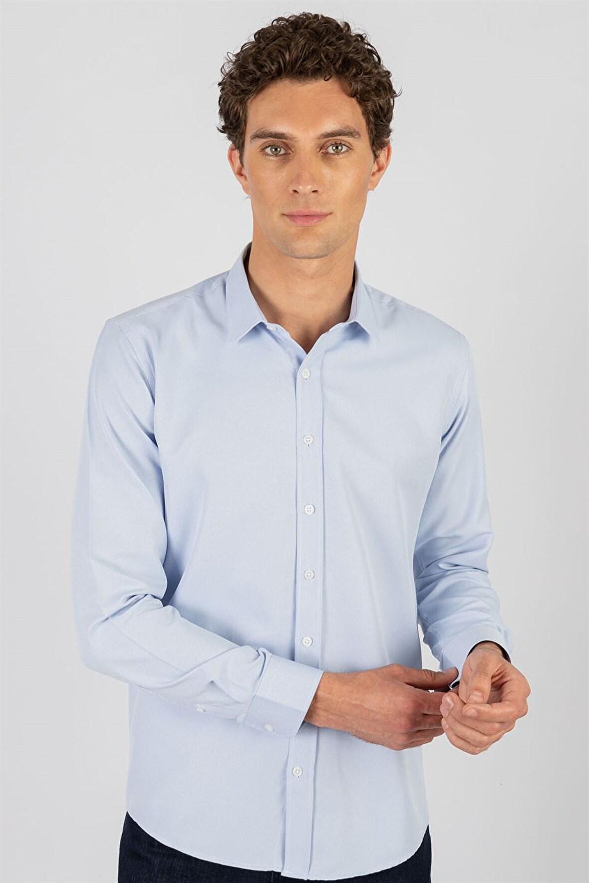 Tudors Modern Slim Fit Dar Kesim Armürlü Erkek Gömlek