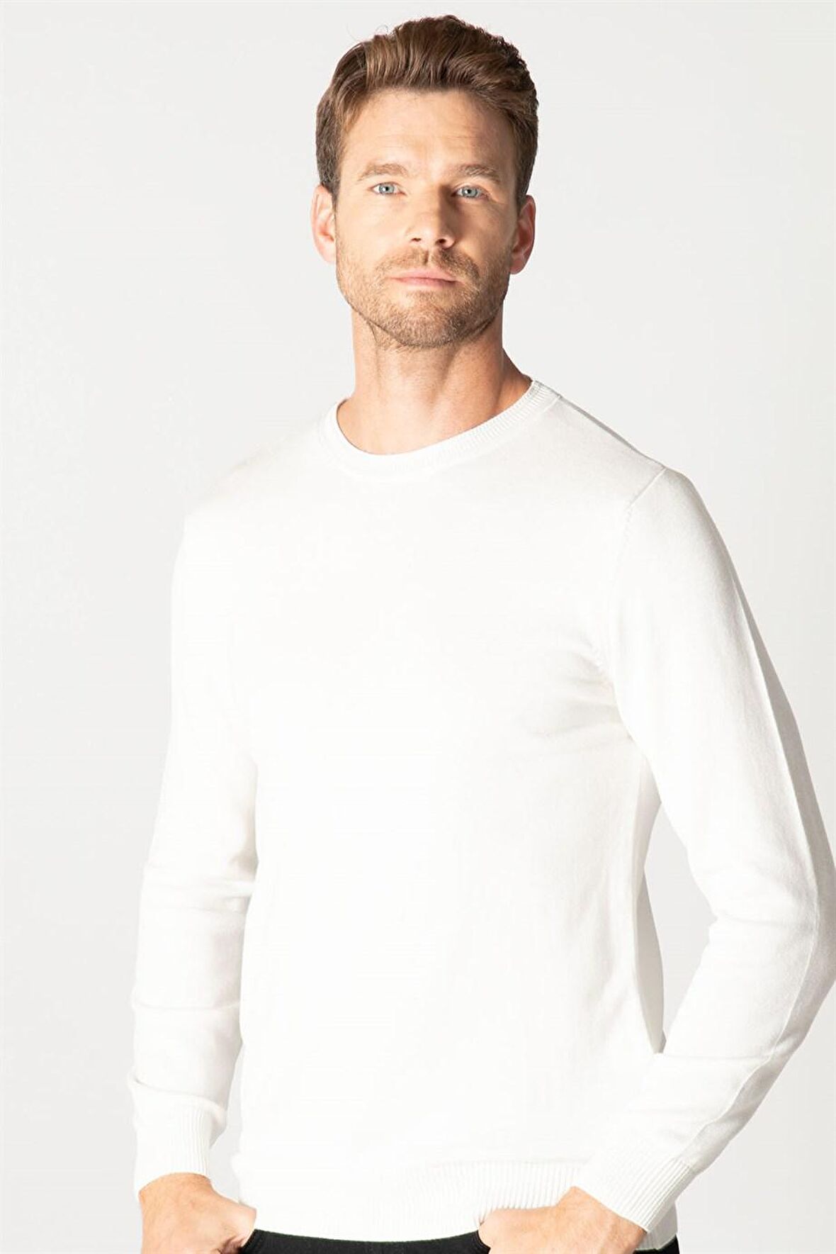 Tudors Slim Fit Dar Kesim Bisiklet Yaka Erkek Kazak