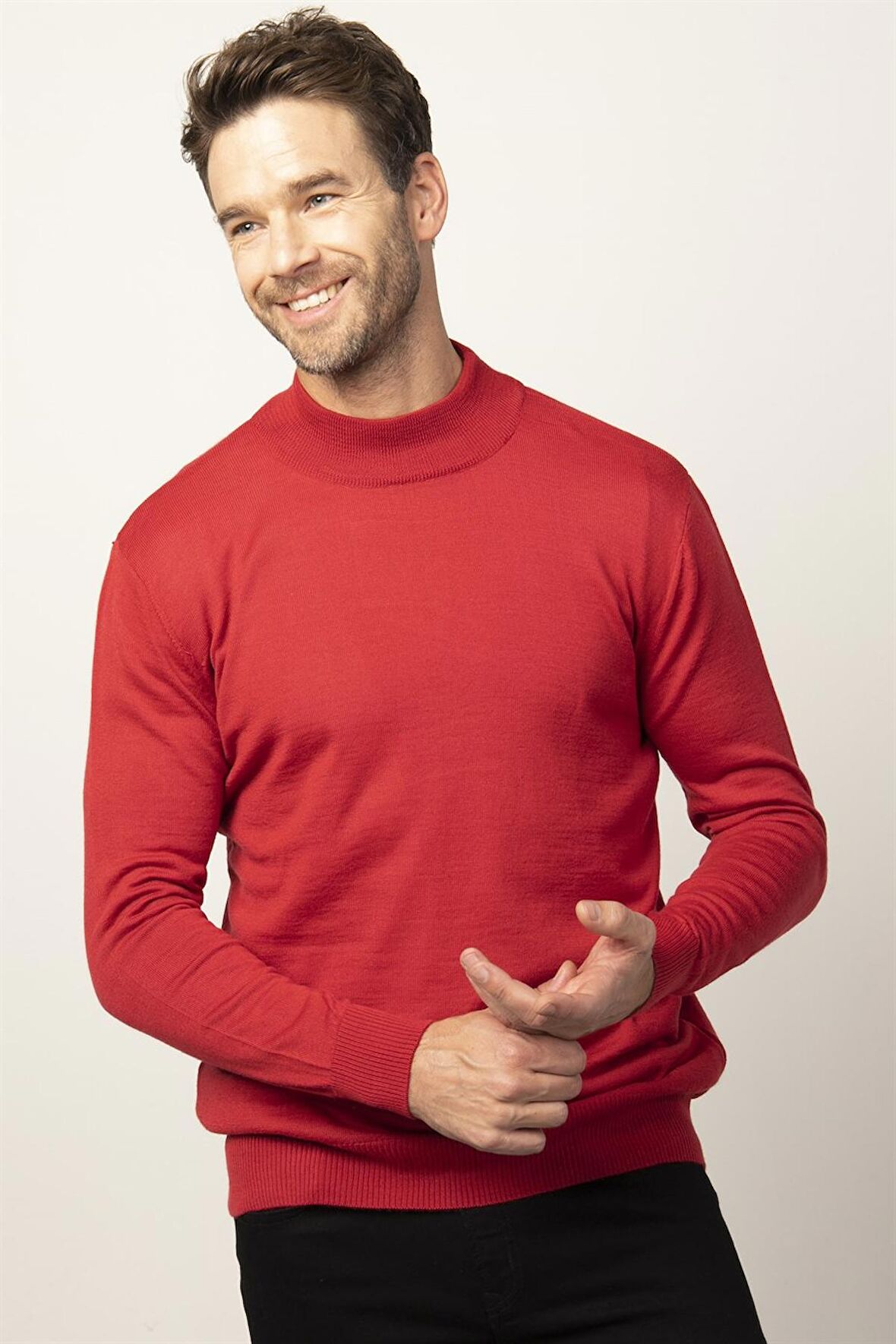 Tudors Slim Fit Dar Kesim Yarım Balıkçı Yaka Düz Erkek Kazak