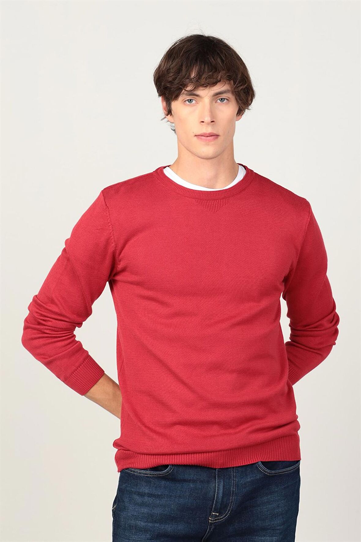 Tudors Slim Fit Dar Kesim Bisiklet Yaka Erkek Kazak