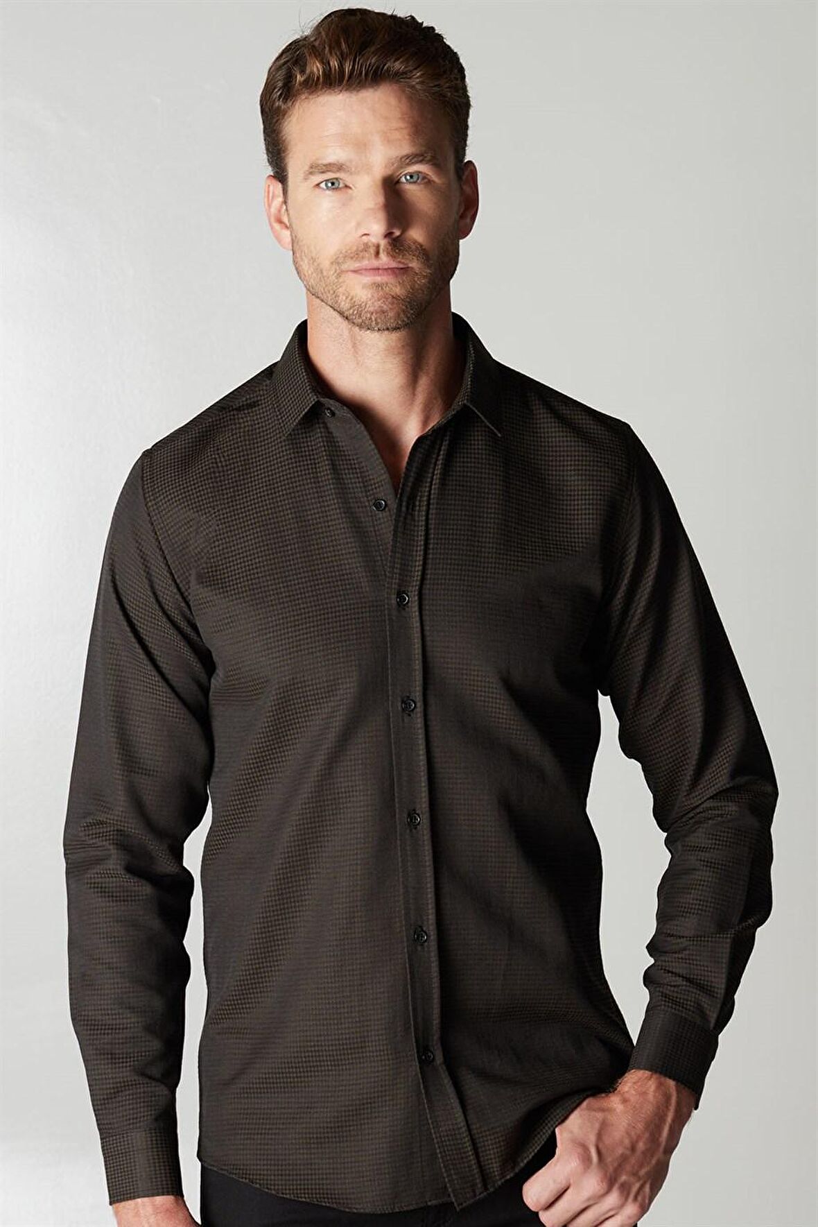 Tudors Modern Slim Fit Dar Kesim Armürlü Erkek Gömlek