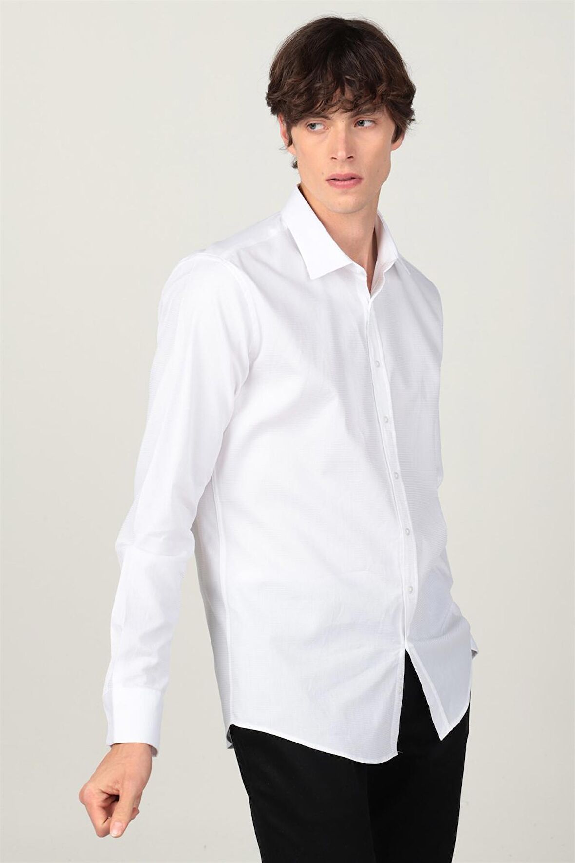 Tudors Modern Slim Fit Dar Kesim Armürlü Erkek Gömlek