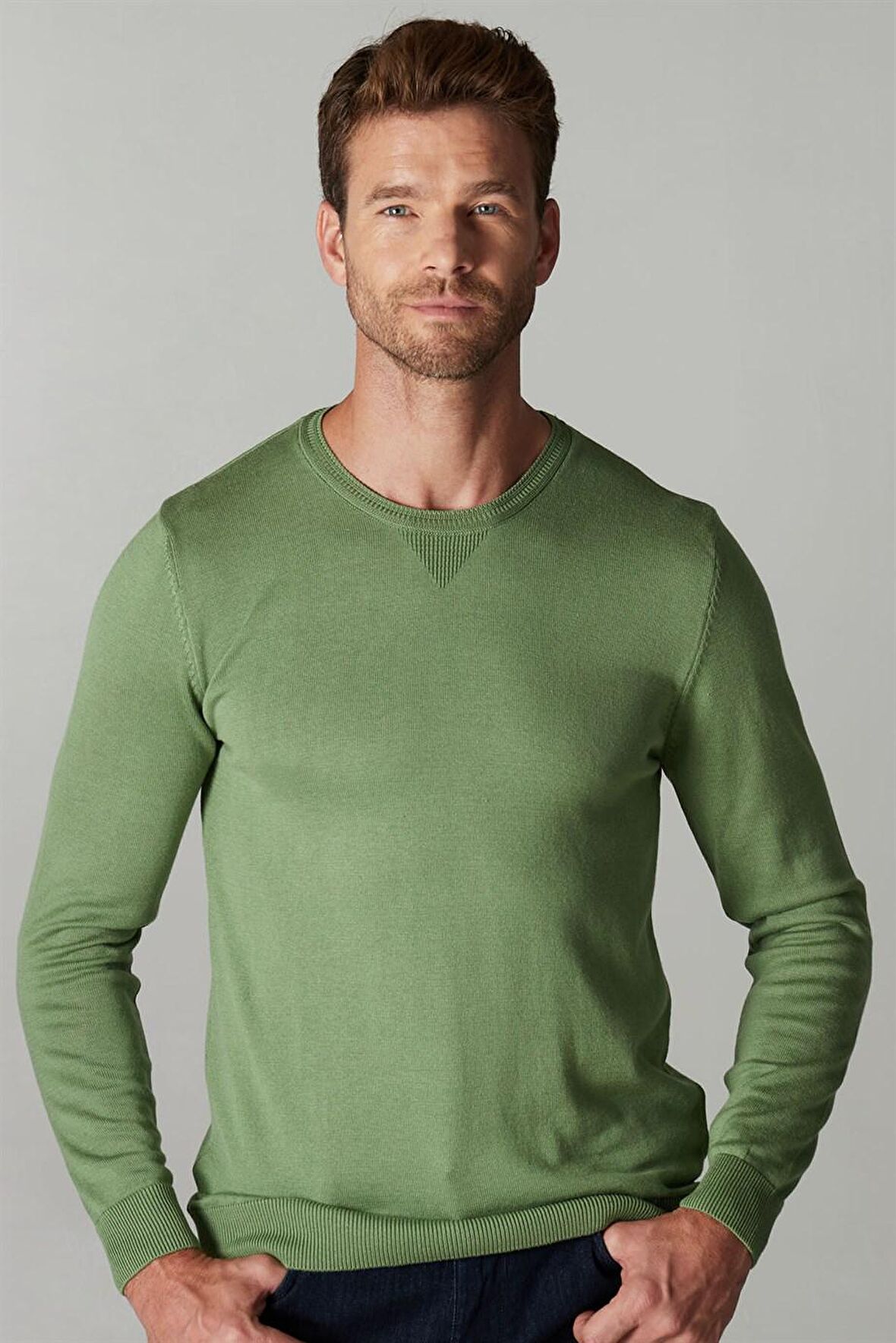 Slim Fit Dar Kesim Bisiklet Yaka Erkek Kazak