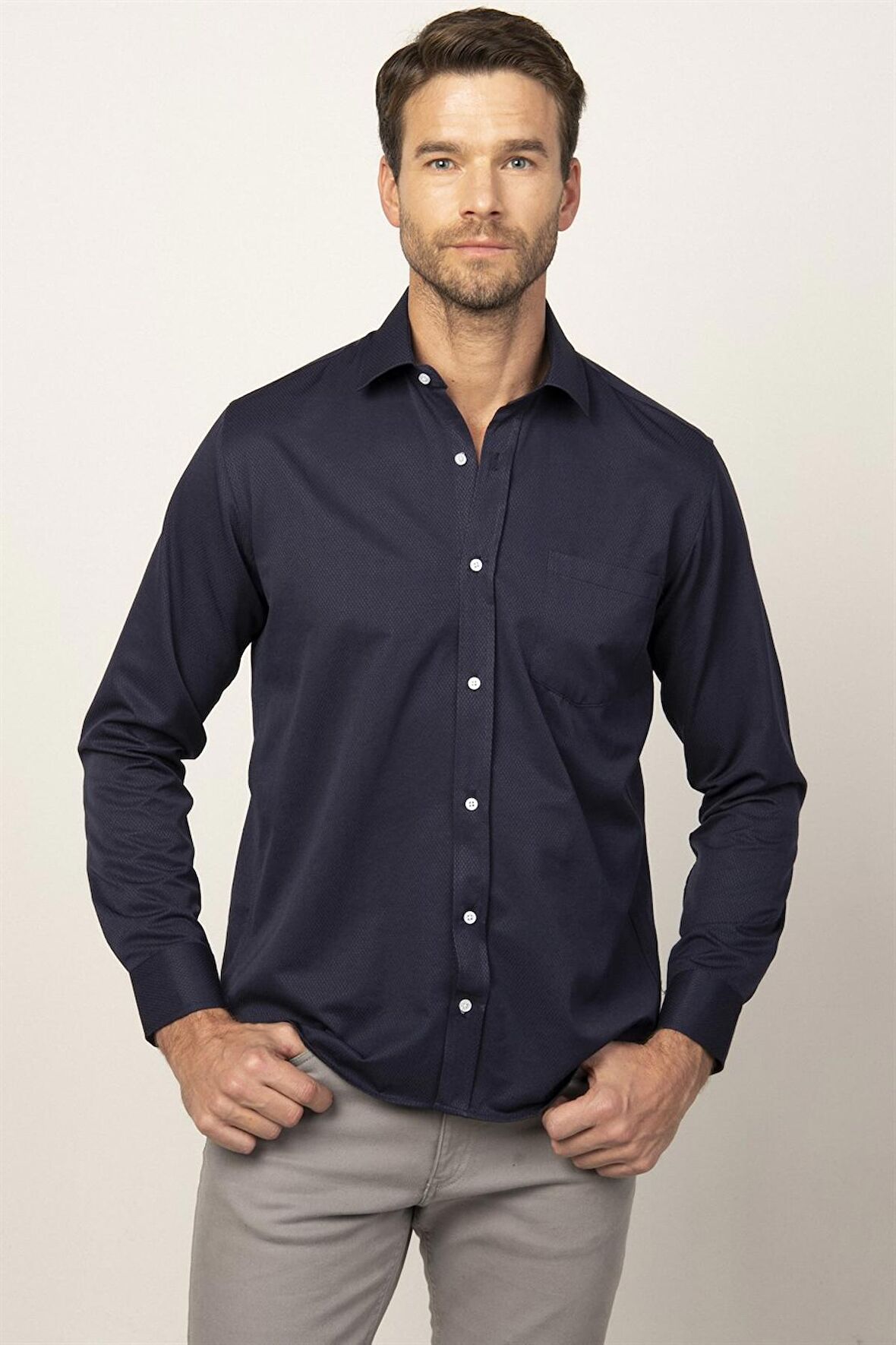 Tudors Klasik Fit Rahat Kesim Armürlü Erkek Gömlek