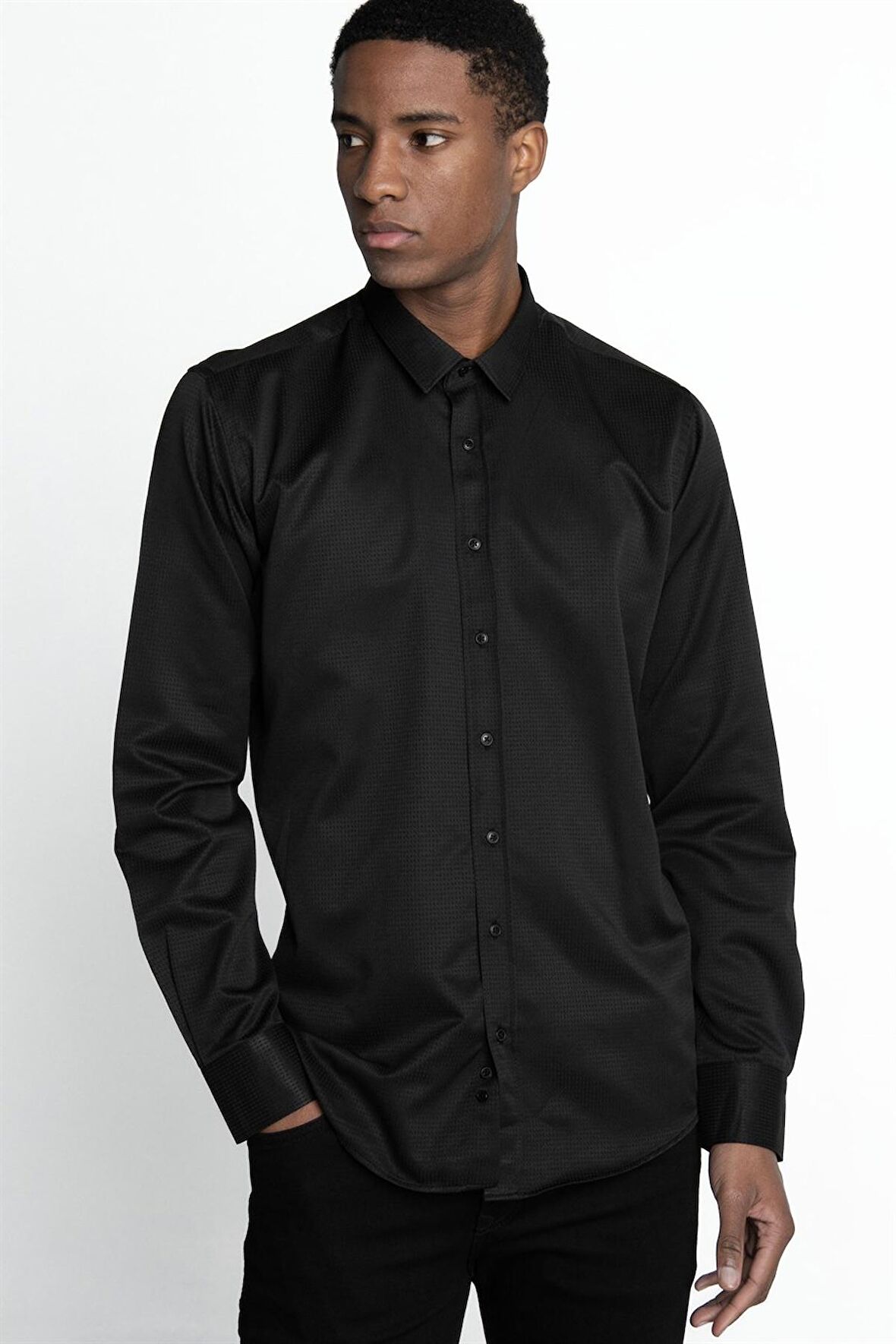 Tudors Modern Slim Fit Dar Kesim Pamuklu Kolay Ütülenebilir Armürlü Erkek Gömlek