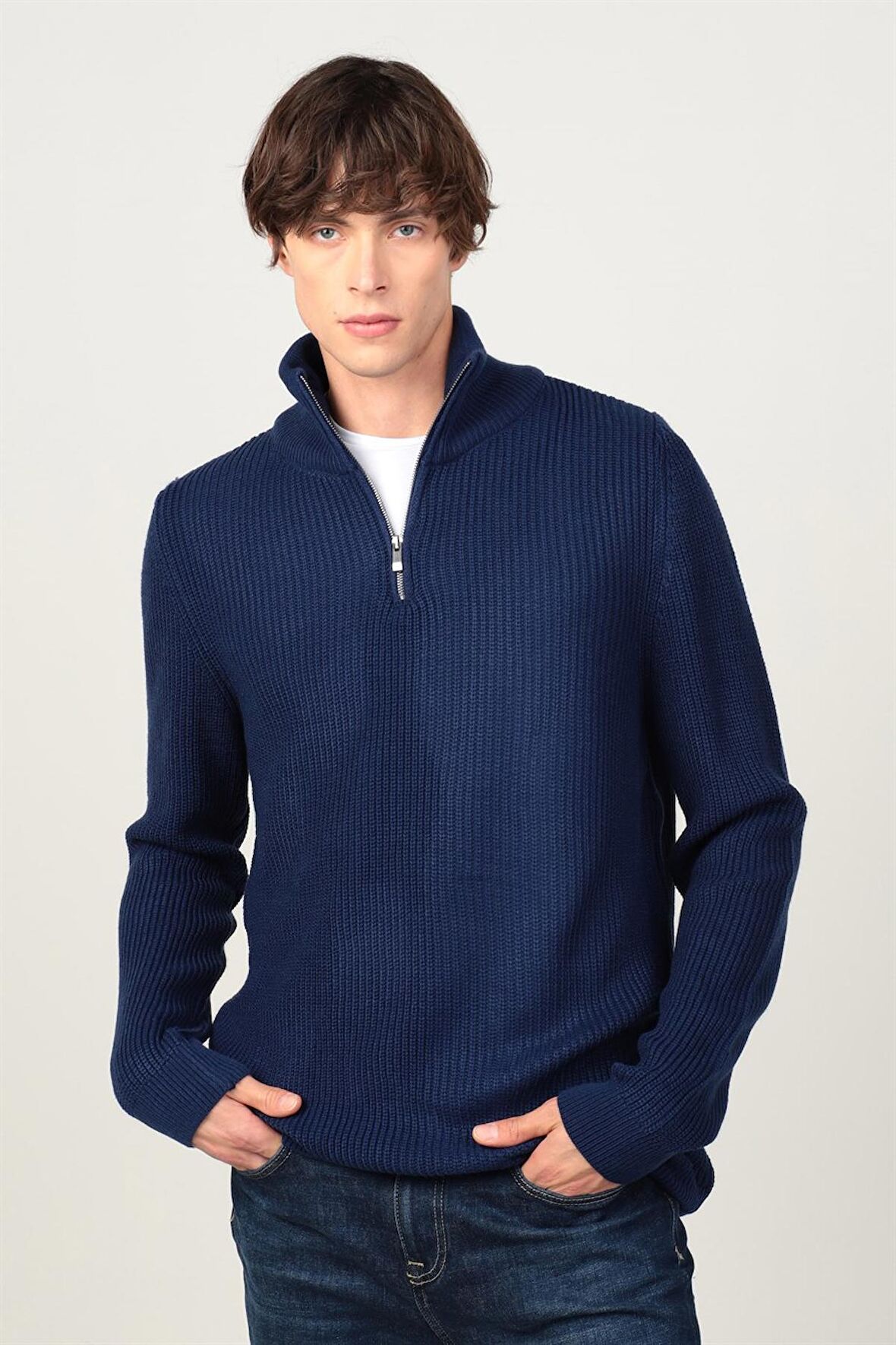 Tudors Slim Fit Dar Kesim Bisiklet Yaka Erkek Kazak