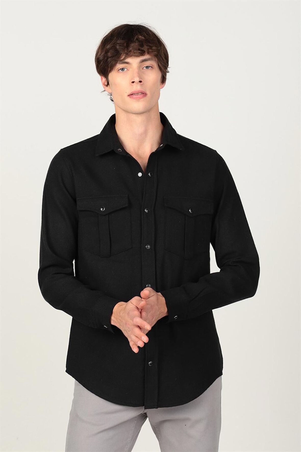 Tudors Slım Fıt Kışlık Oduncu Çift Cep Erkek Gömlek