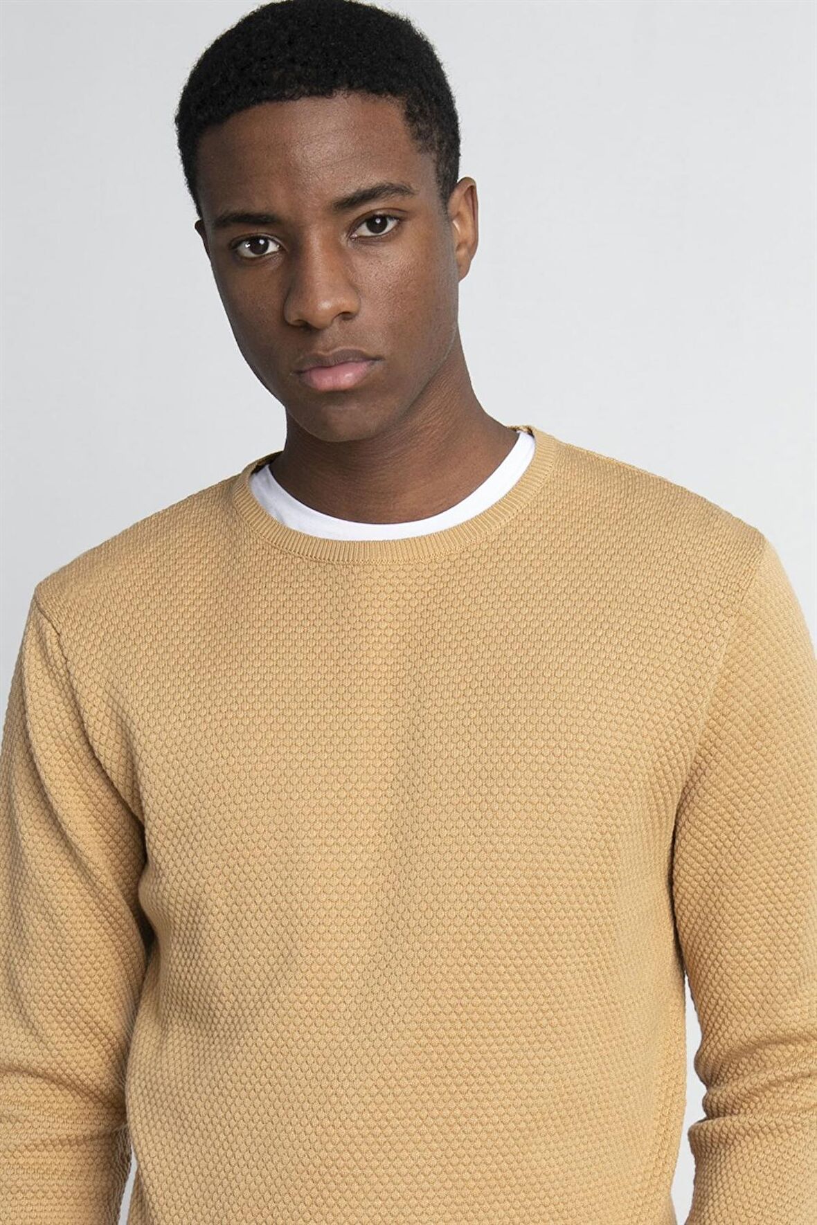 Tudors Slim Fit Dar Kesim Bisiklet Yaka Petek Desenli Erkek Kazak - TUDORS