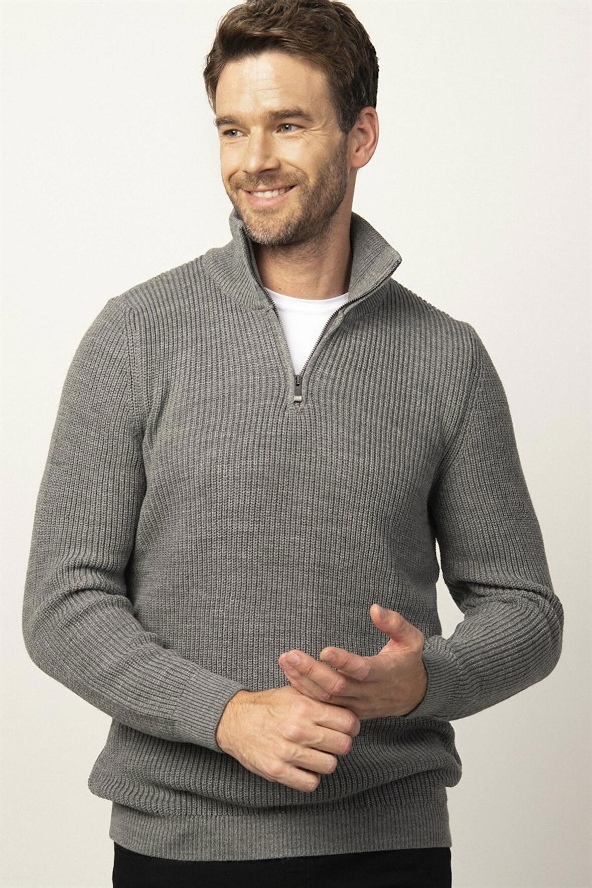 Tudors Slim Fit Dar Kesim Dik Yaka  Erkek Kazak KZ230013-79