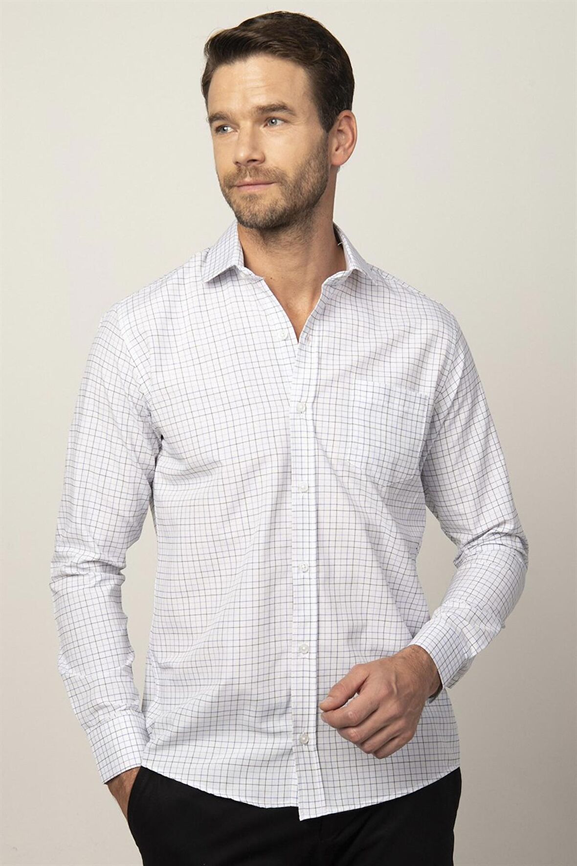 Tudors Klasik Fit Rahat Kesim Çizgili Erkek Gömlek