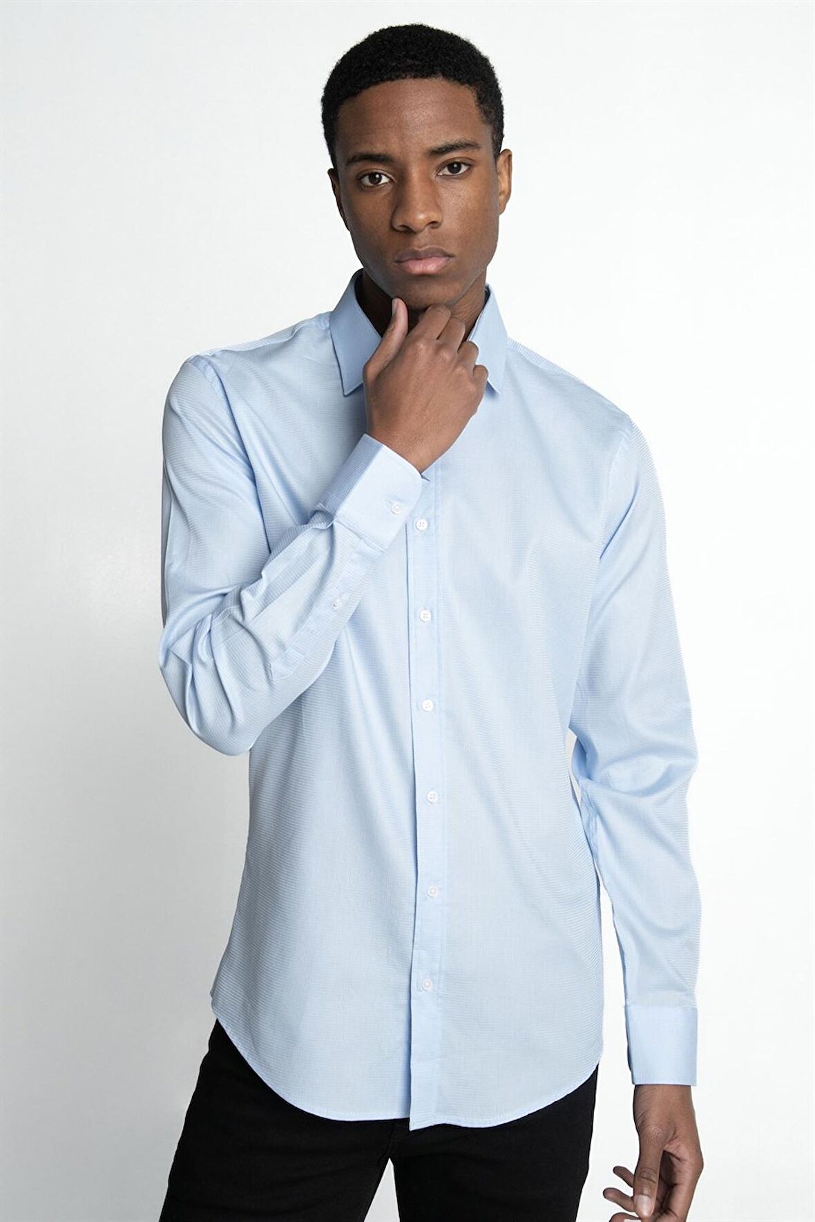 Modern Fit %100 Pamuk Armürlü Leke Tutmaz Gömlek - TUDORS