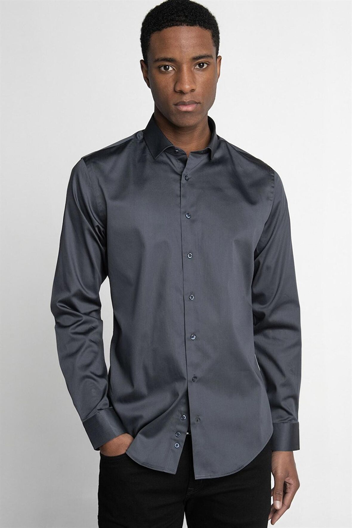 Tudors Slim Fit Koton Saten Premium Seri Erkek Gömlek