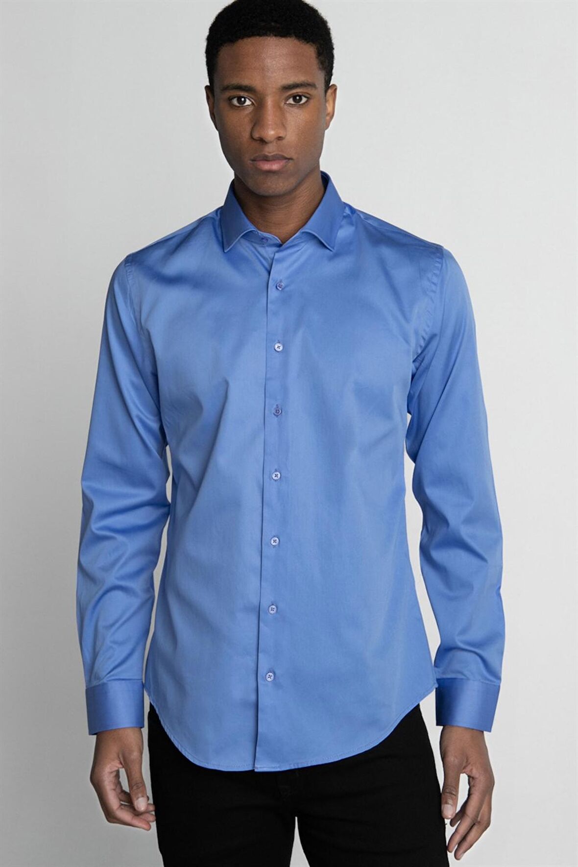 Tudors Slim Fit Koton Saten Premium Seri Erkek Gömlek