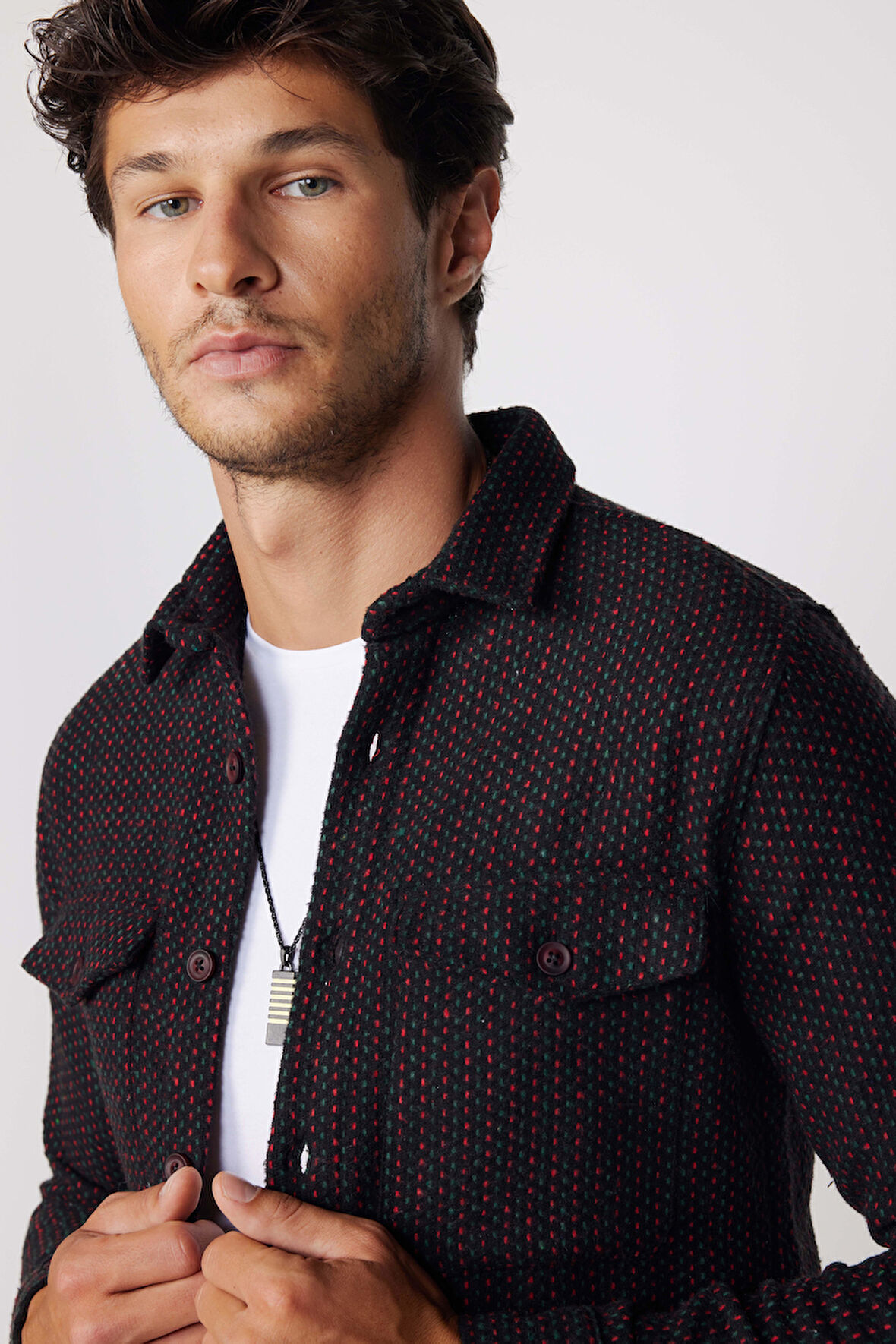 Erkek Slim Fit Dar Kesim Uzun Kollu Çizgili Çift Cepli Kışlık Oduncu Gömlek