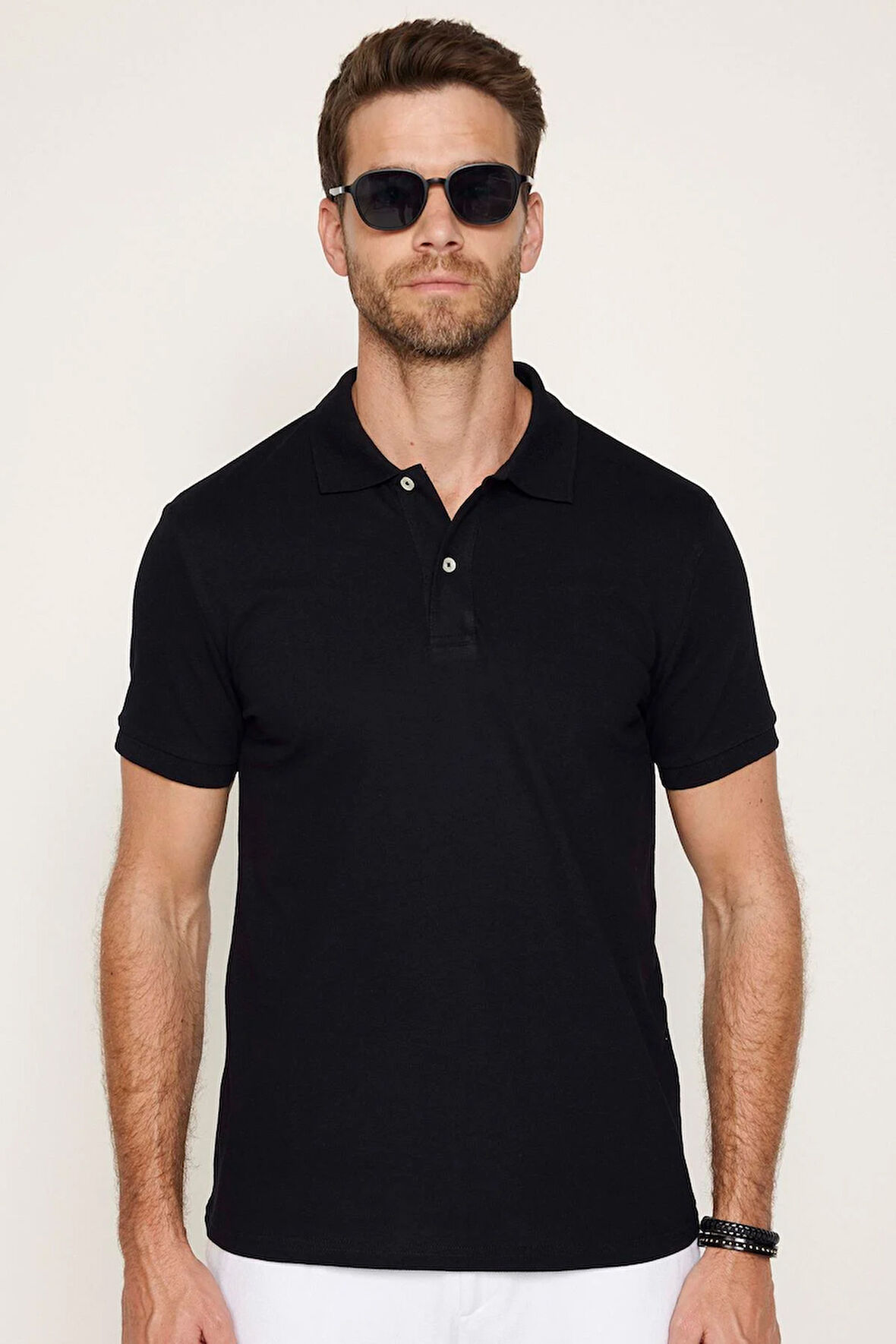 Erkek Slim Fit Dar Kesim Pamuklu Yumuşak Dokulu Serin Tutan Kumaş Düz Pike Polo Yaka Tişört