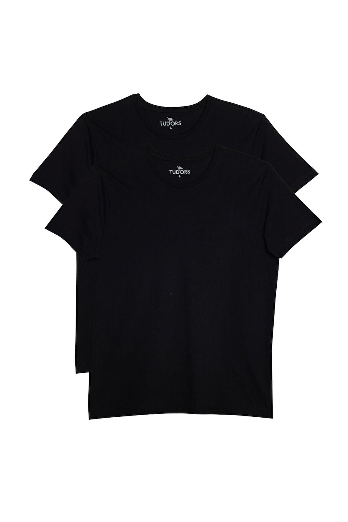 Unisex 2'li Paket Siyah Slim Fit Dar Kesim %100 Pamuk Bisiklet Yaka Tişört