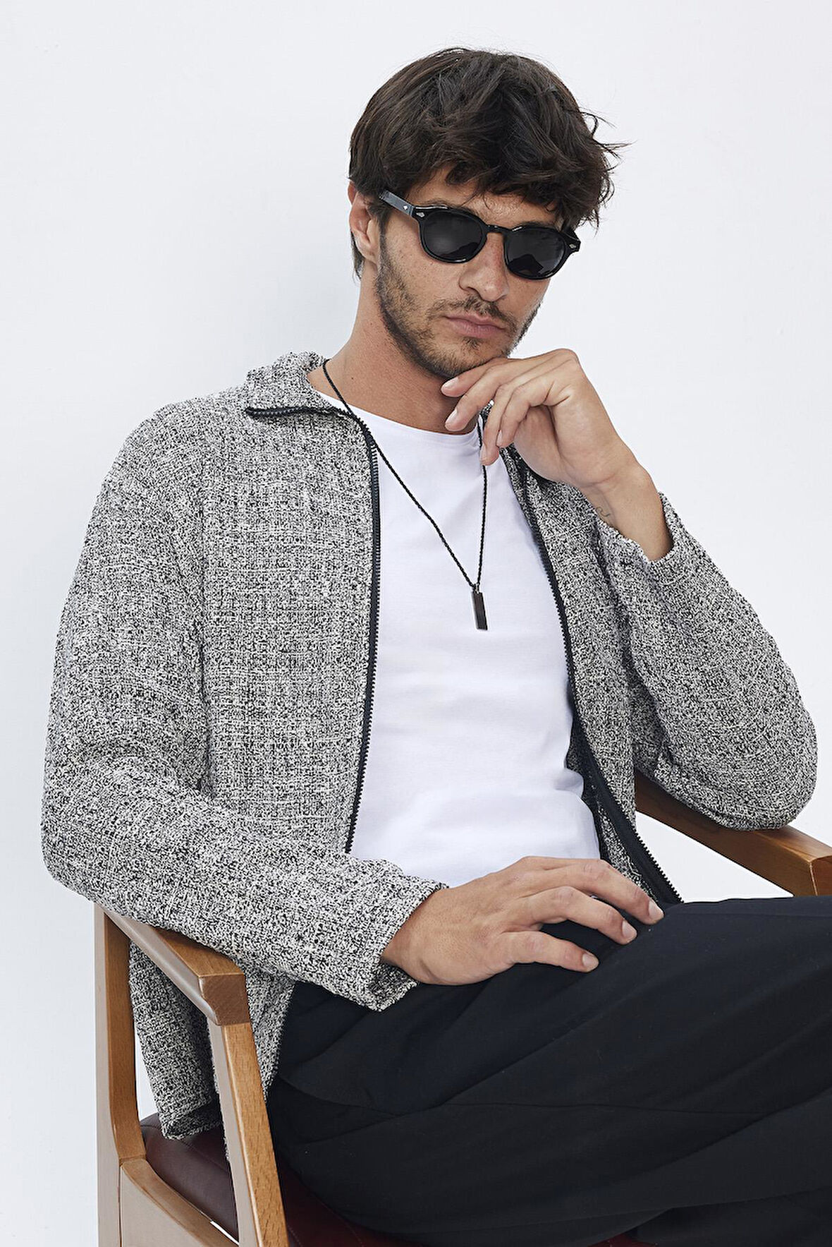 Unisex Relax Fit Rahat Kesim Kışlık Oduncu Desenli Overshirt Ceket Tarzı Gri Dik Yaka Gömlek
