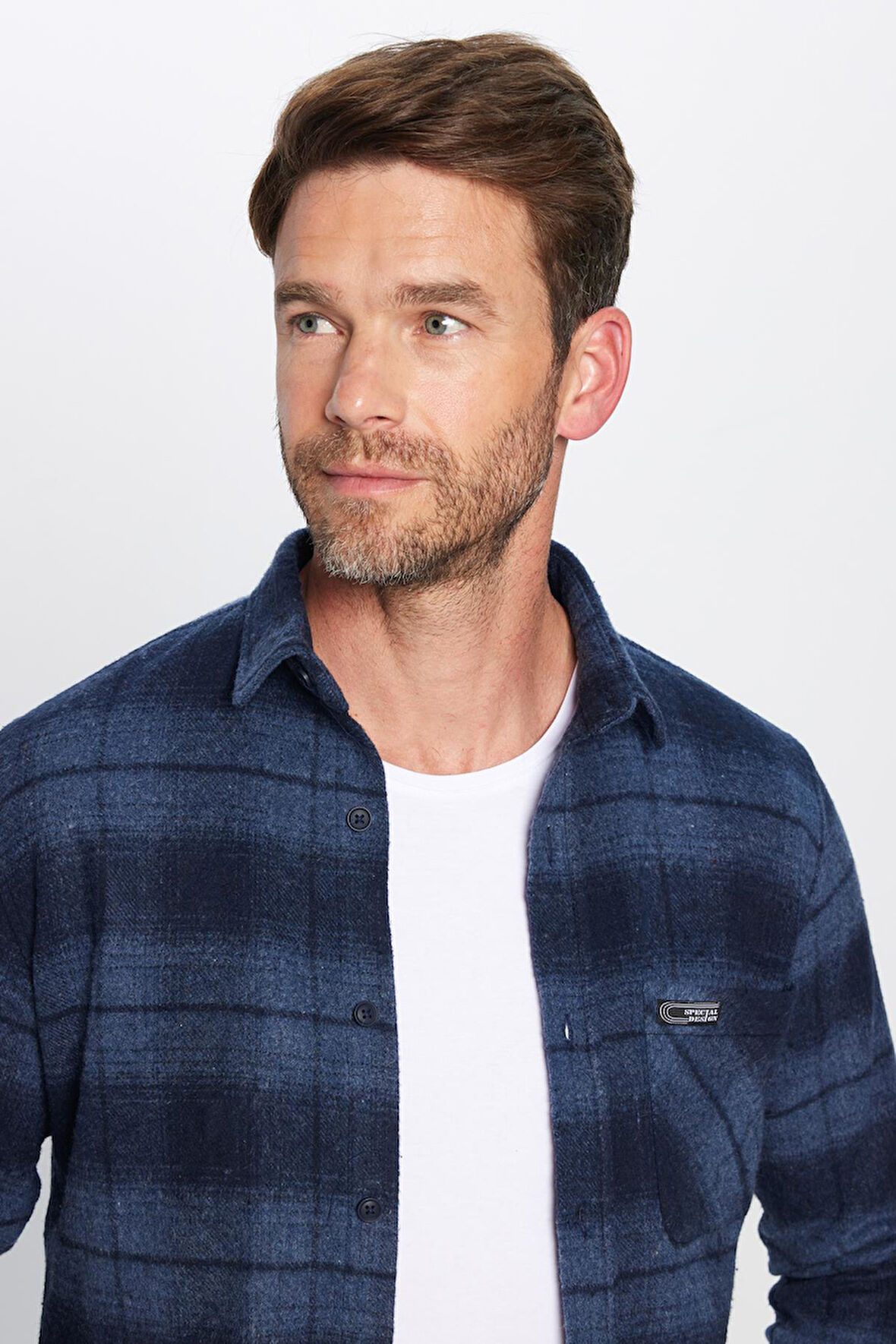 Erkek Slim Fit Dar Kesim Oduncu Tek Cep Kareli Kışlık Gömlek