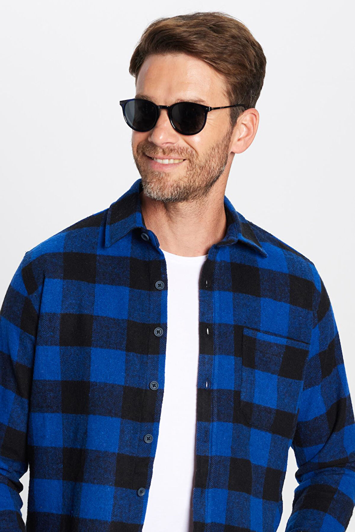 Erkek Regular Fit Klasik Kesim Oduncu Tek Cepli Kareli Kışlık Gömlek