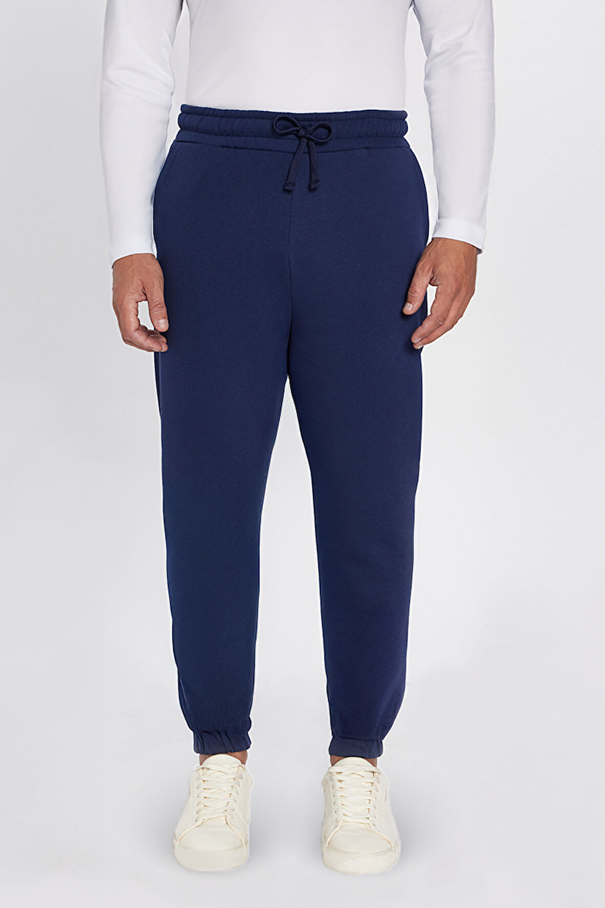 Unisex Relax Fit Rahat Kesim Şardonlu 3 Cepli Lastikli Jogger Paça Lacivert Eşofman Altı