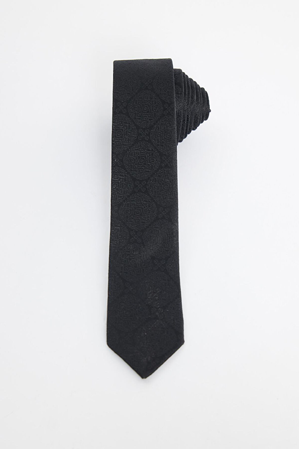 İnce Desenli Siyah Erkek Kravat
