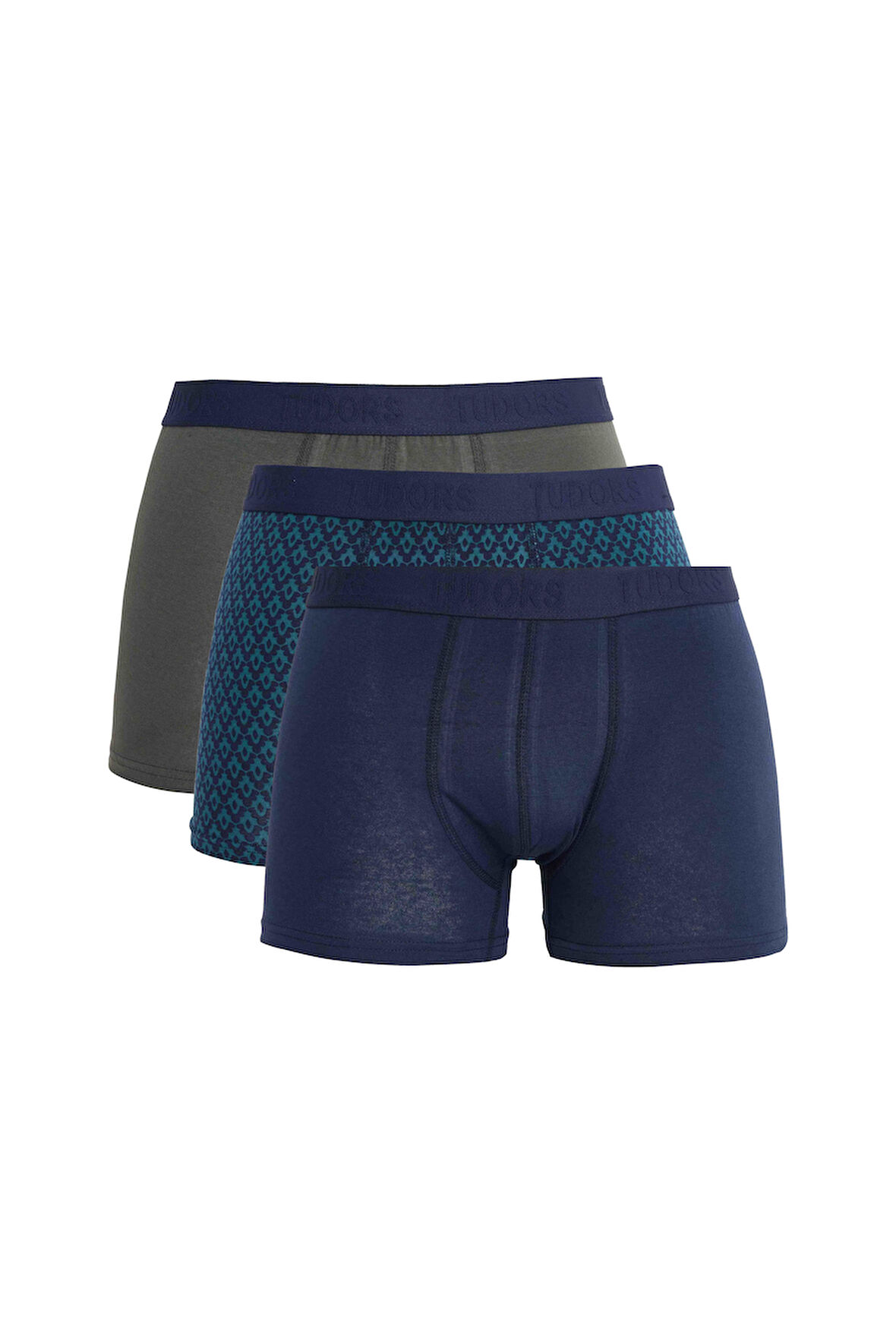 Erkek 3'lü Pamuk Likralı Esnek Kumaş Boxer