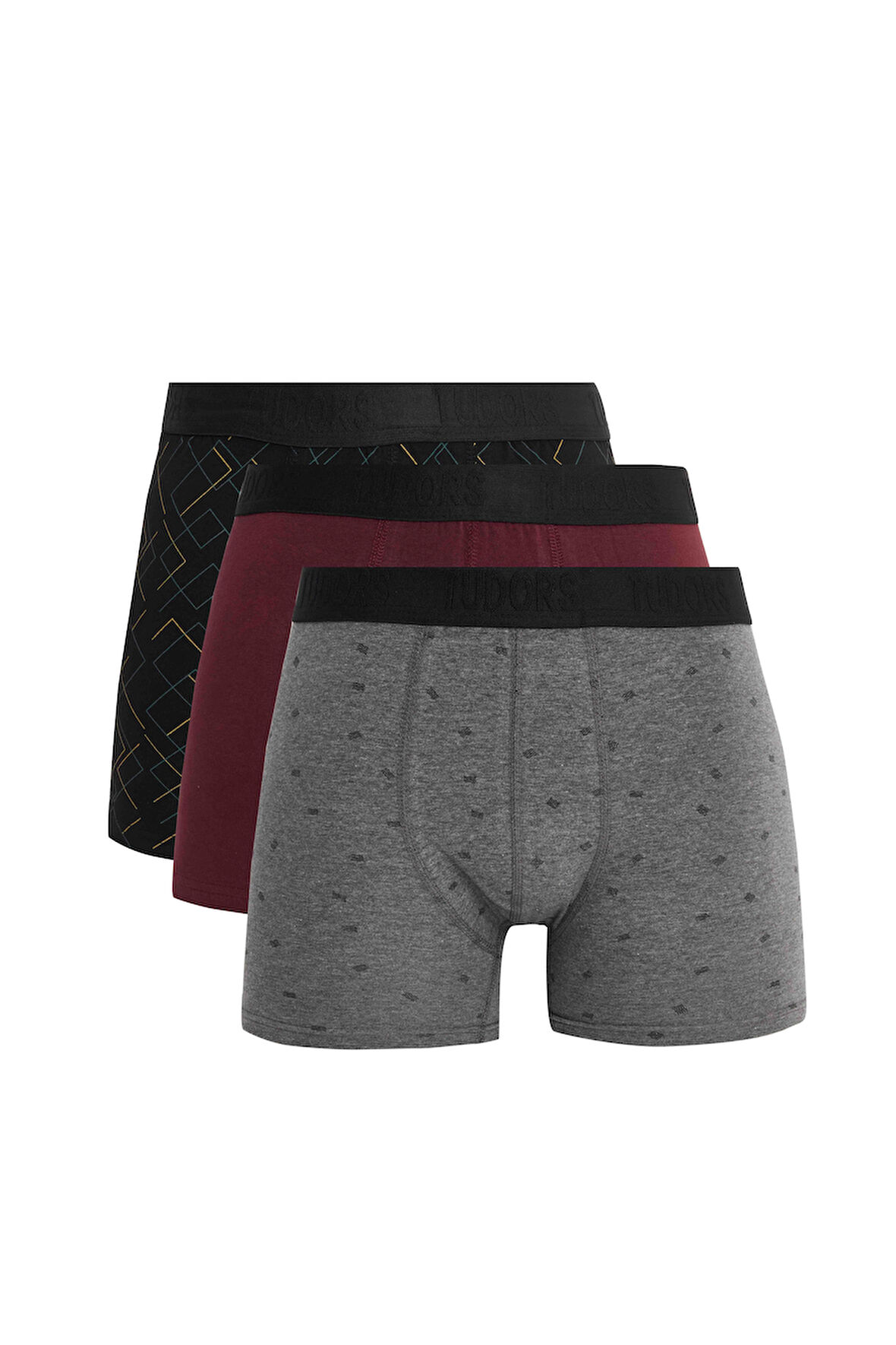 Erkek 3'lü Pamuk Likralı Esnek Kumaş Boxer