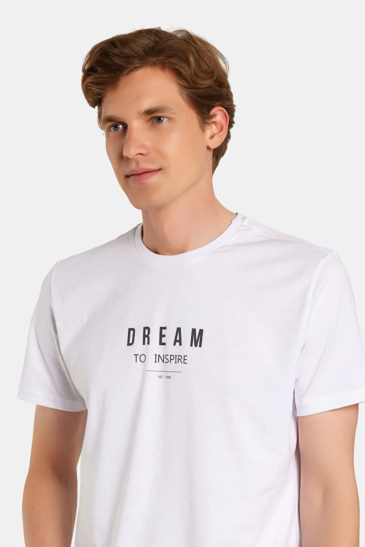 Erkek Slim Fit Dar Kesim %100 Pamuk Yumuşak Dokulu Baskılı Siyah Bisiklet Yaka Tişört