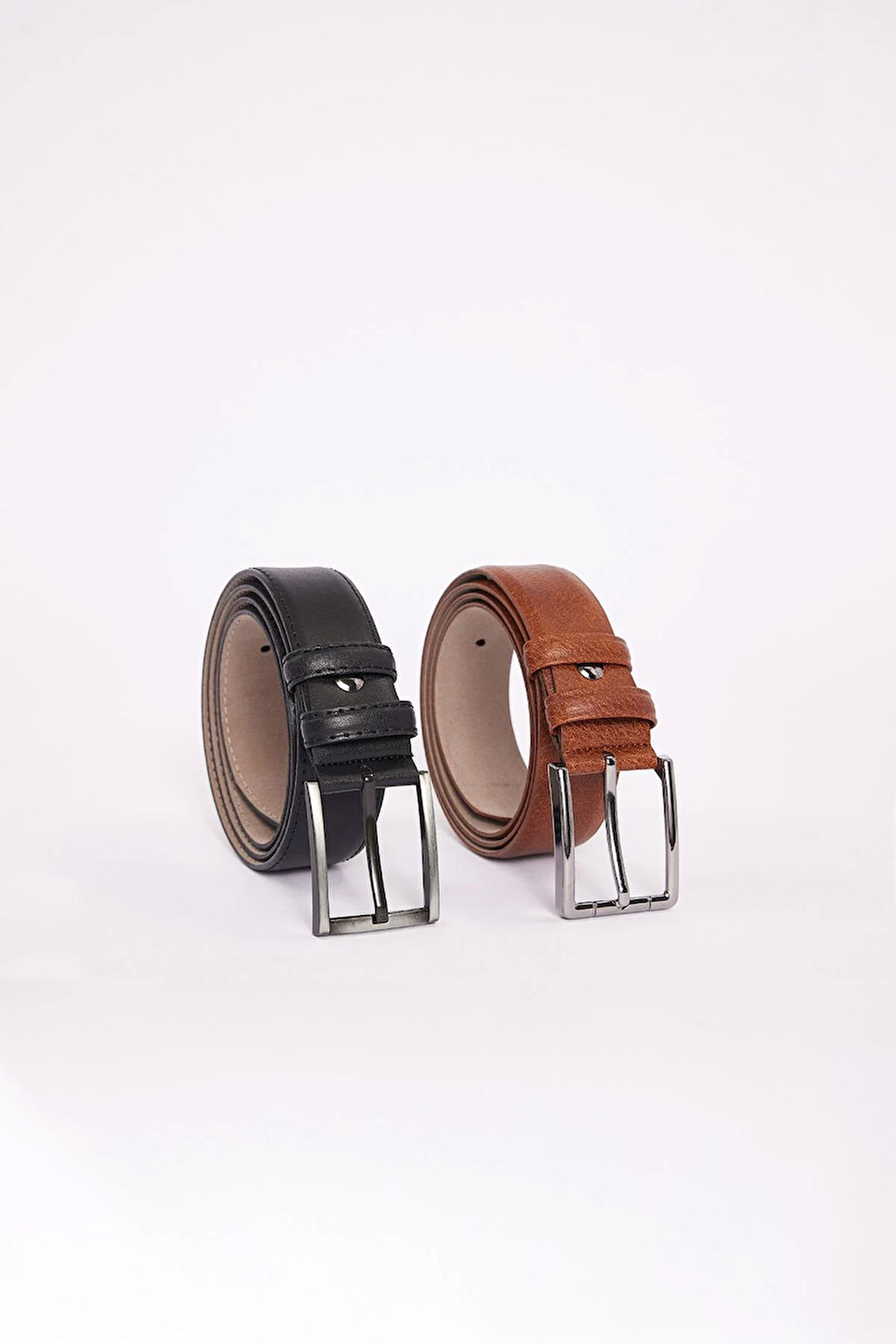 Erkek 2'li Set 3,5 Cm Klasik Siyah 3,5 Cm Klasik Kahverengi Kemer