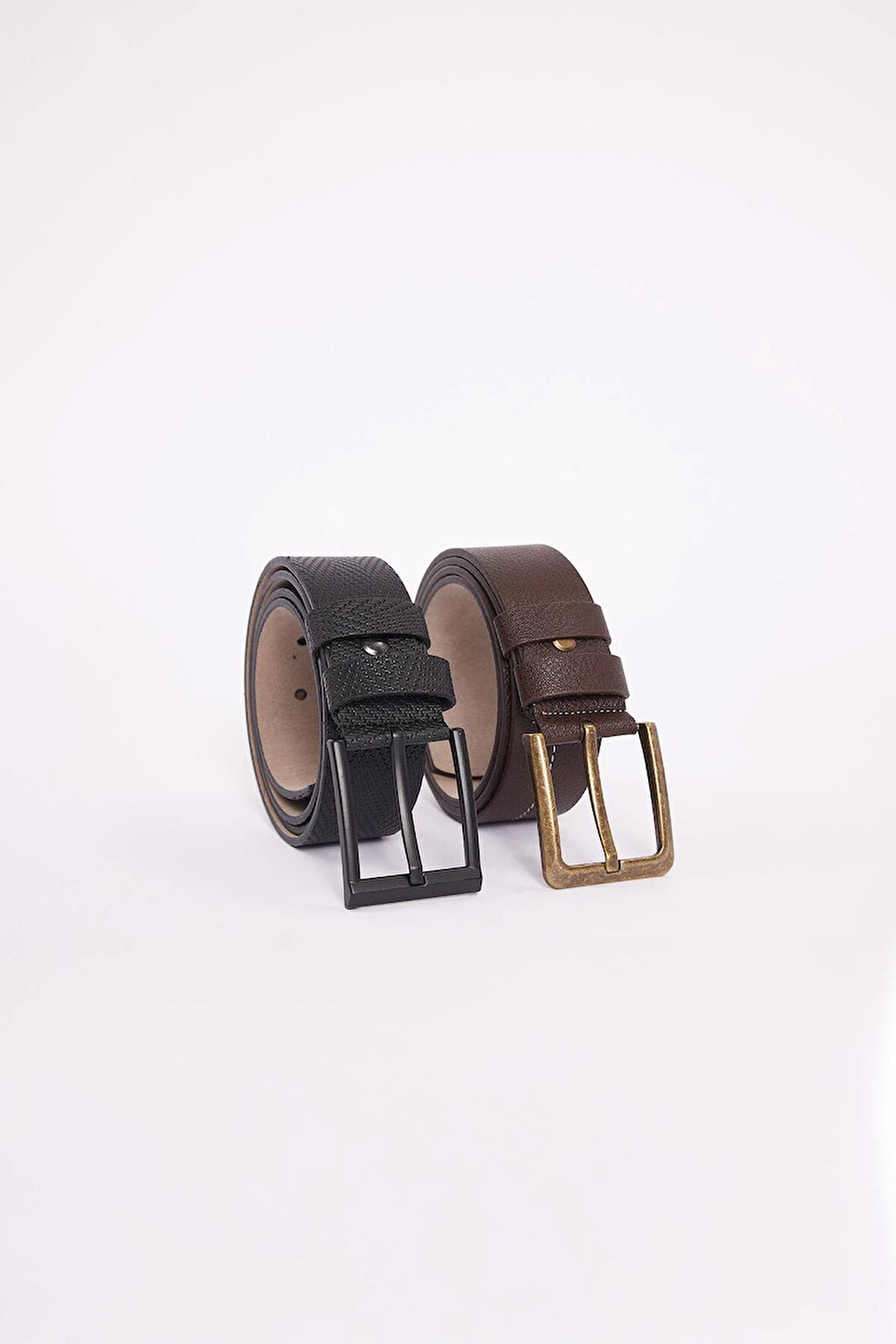 Erkek 2'li Set 4 Cm Kahverengi 4 Cm Siyah Spor Kemer