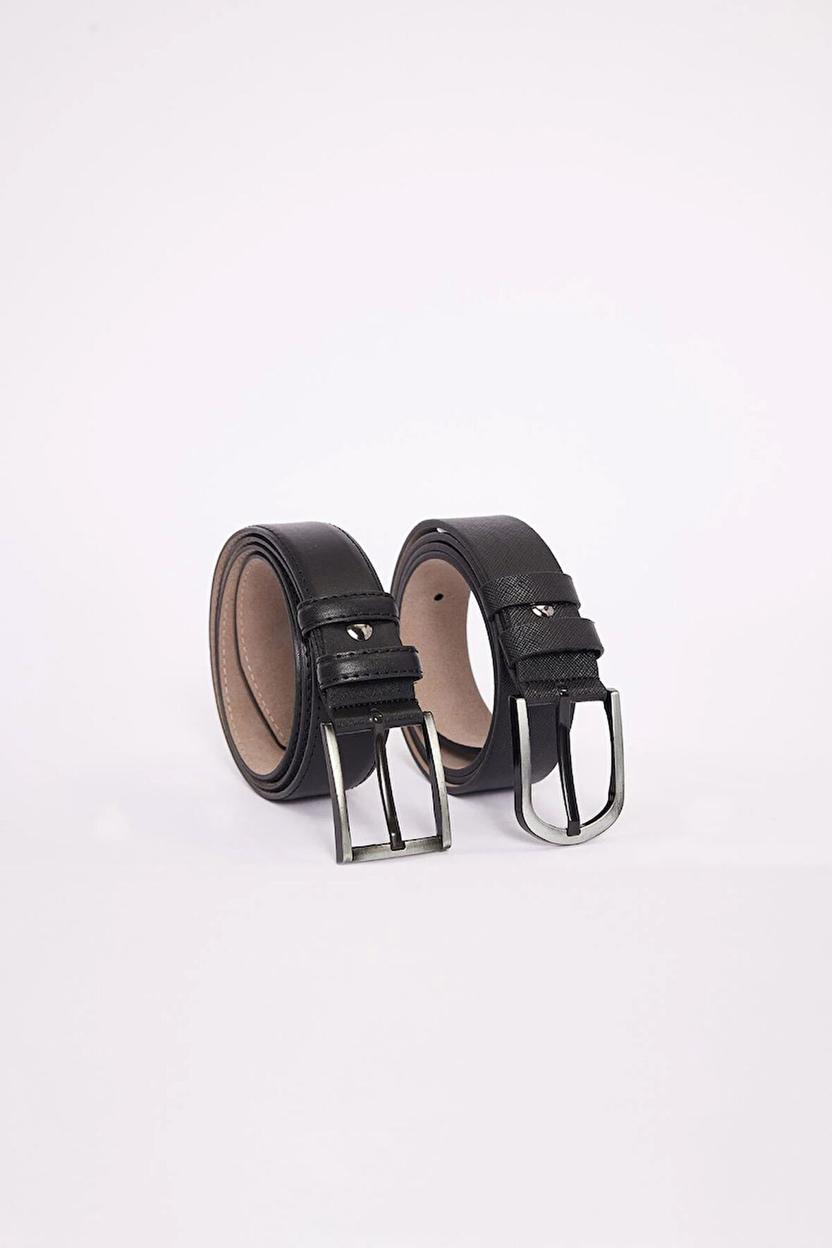 Erkek 2'li Set 3,5 Cm Klasik Siyah Kemer