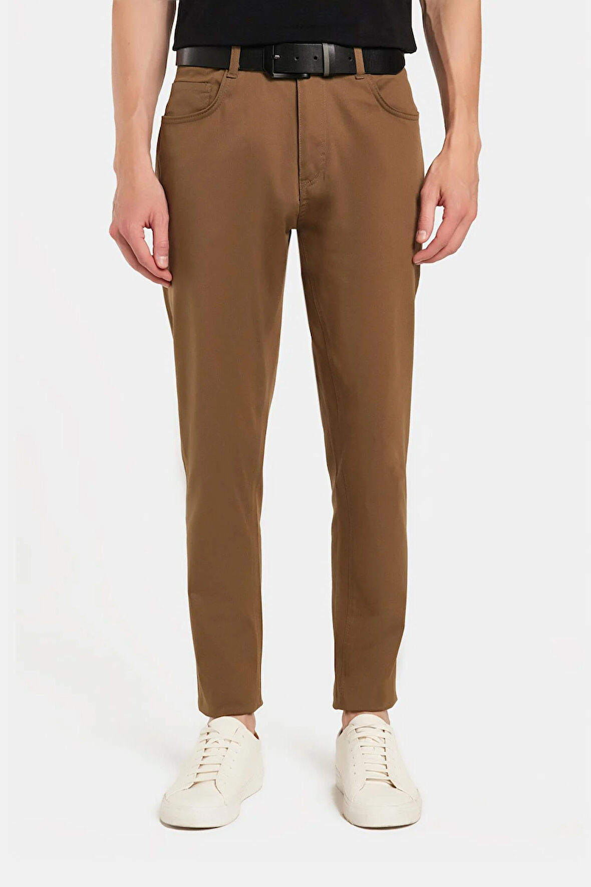 Erkek Regular Fit Rahat Kesim Kanvas Kahverengi Pantolon