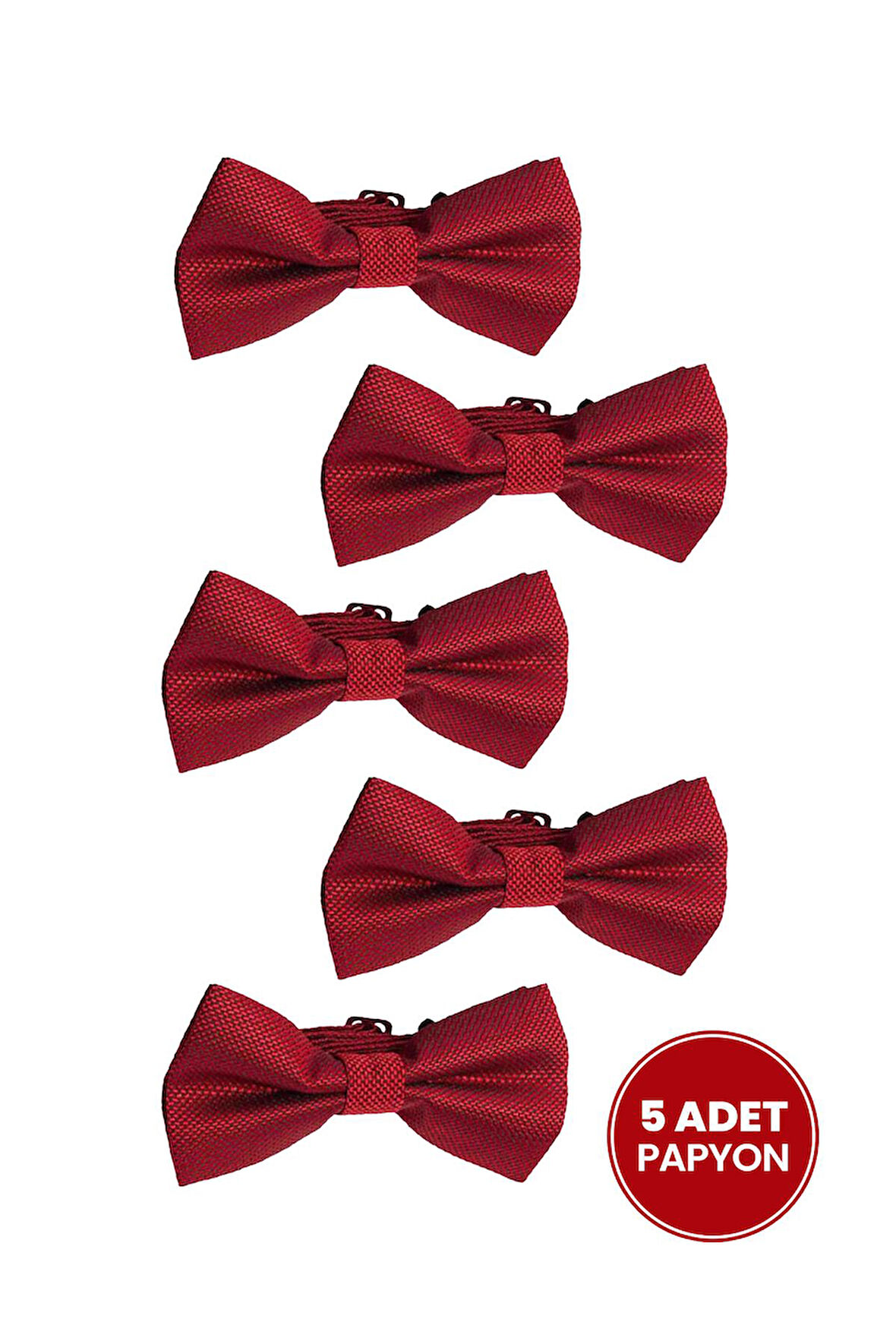 5'li Paket Armürlü Kırmızı Erkek Papyon