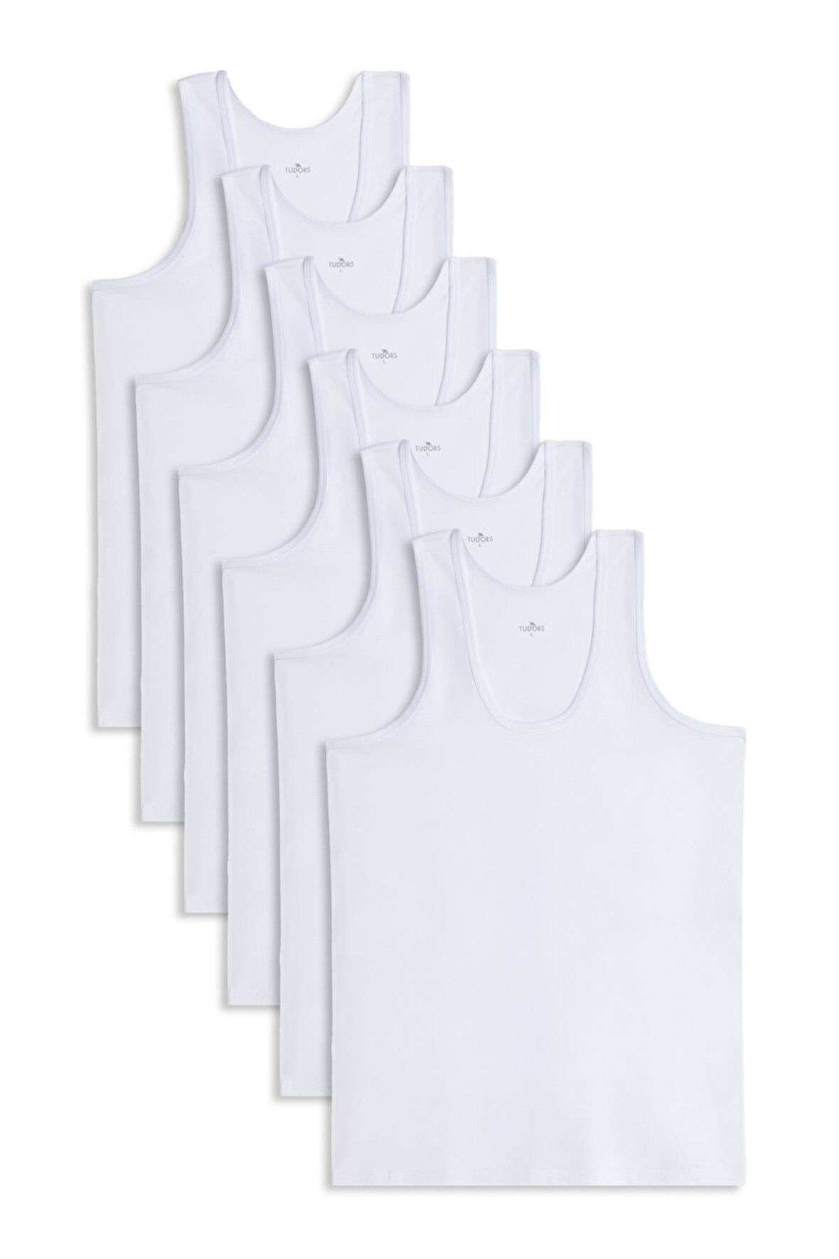 6 Adet Compact Penye Beyaz Erkek Atlet %100 Pamuk Standart Fit Normal Kesim 6'lı Paket