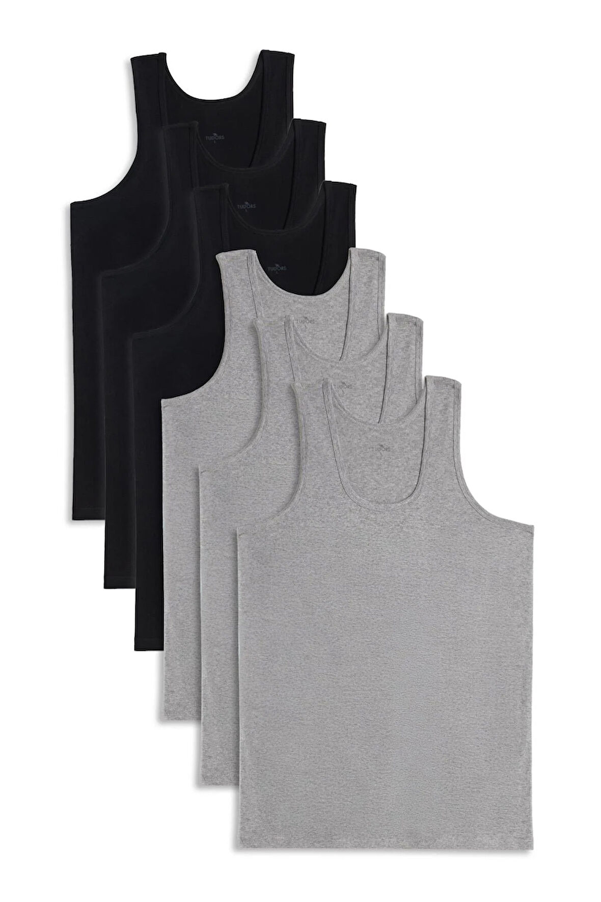 6 Adet Compact Penye Siyah-Gri Erkek Atlet Pamuklu Standart Fit Normal Kesim 6'lı Paket