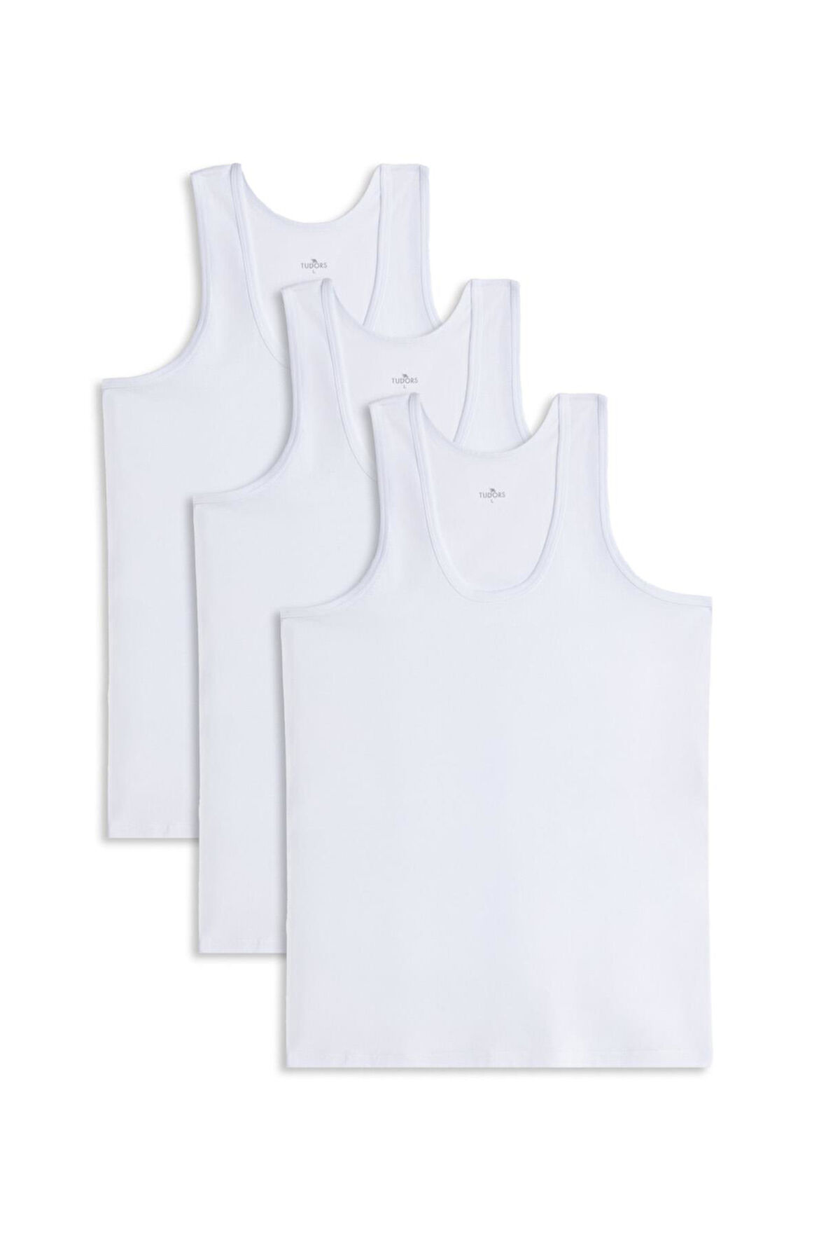 3 Adet Compact Penye Beyaz Erkek Atlet %100 Pamuk Standart Fit Normal Kesim 3'lü Paket