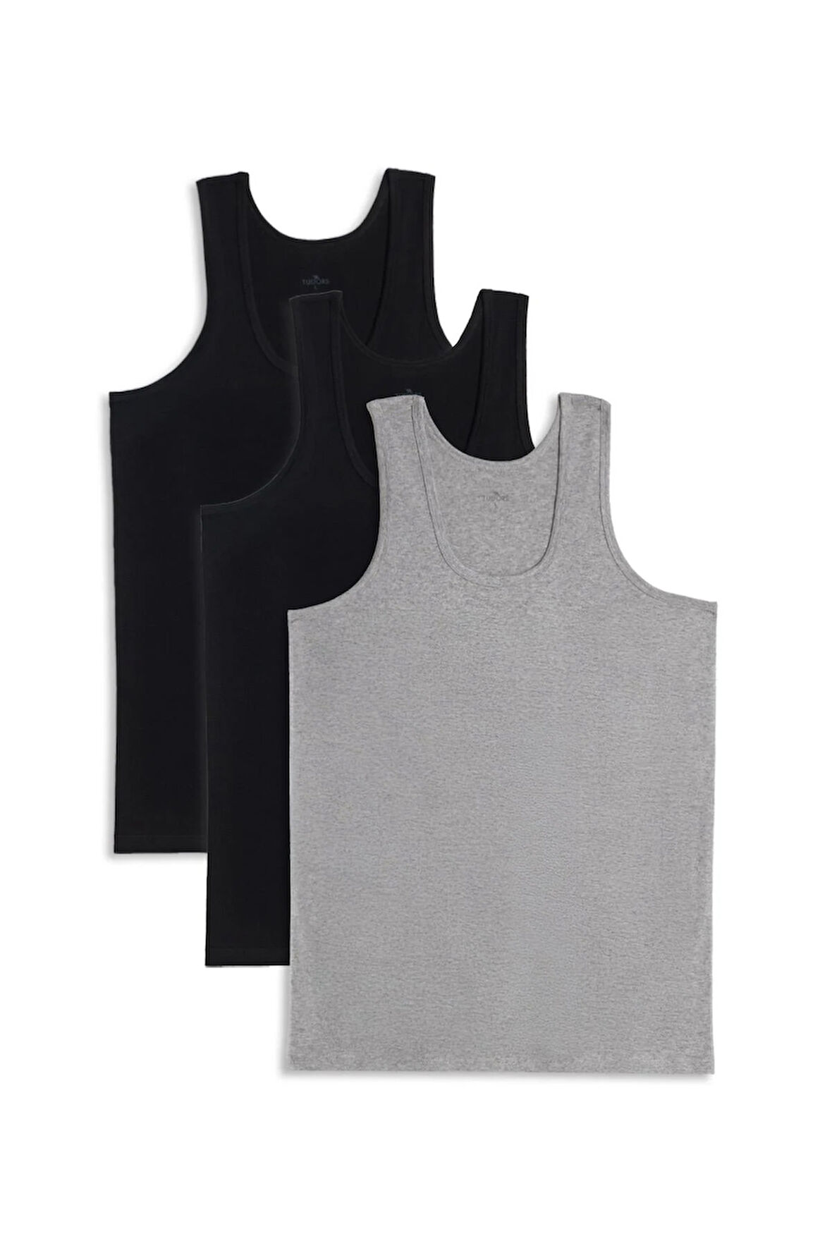 3 Adet Compact Penye Siyah-Gri Erkek Atlet %100 Pamuk Standart Fit Normal Kesim 3'lü Paket