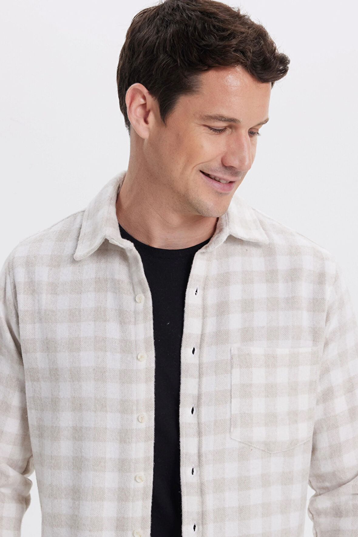 Erkek Regular Fit Klasik Kesim Büyük Kareli Tep Cepli Oduncu Gömlek
