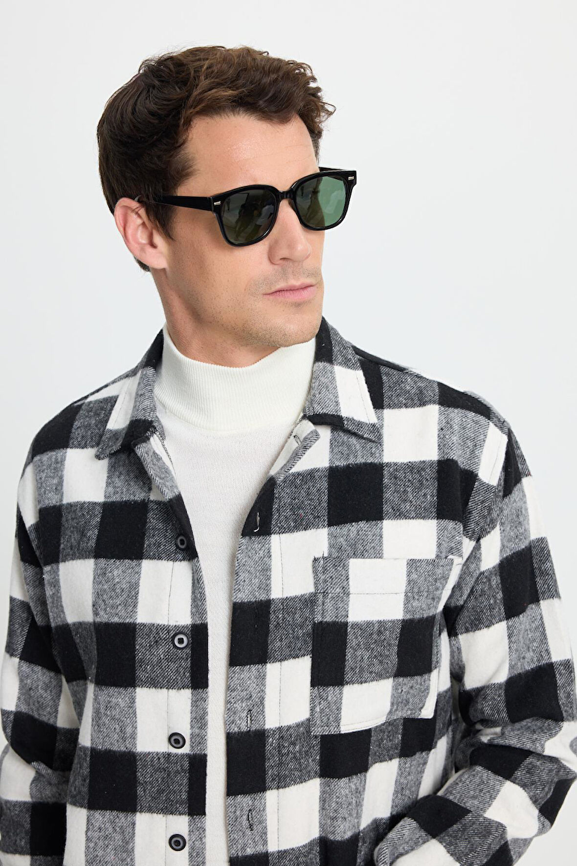 Erkek Relax Fit Rahat Kesim Uzun Kollu Cepli Dama Desen Kareli Apaş Yaka Kışlık Oduncu Gömlek