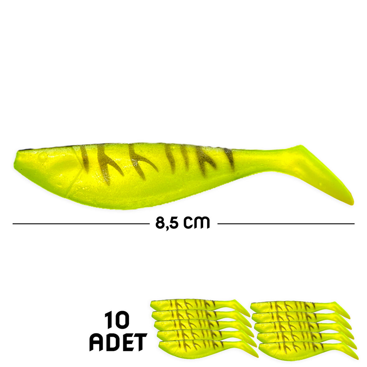 Silikon Sahte Balık Yem - Savex - 8,5cm - Fluo Green (642-3018) - 10'lu Paket