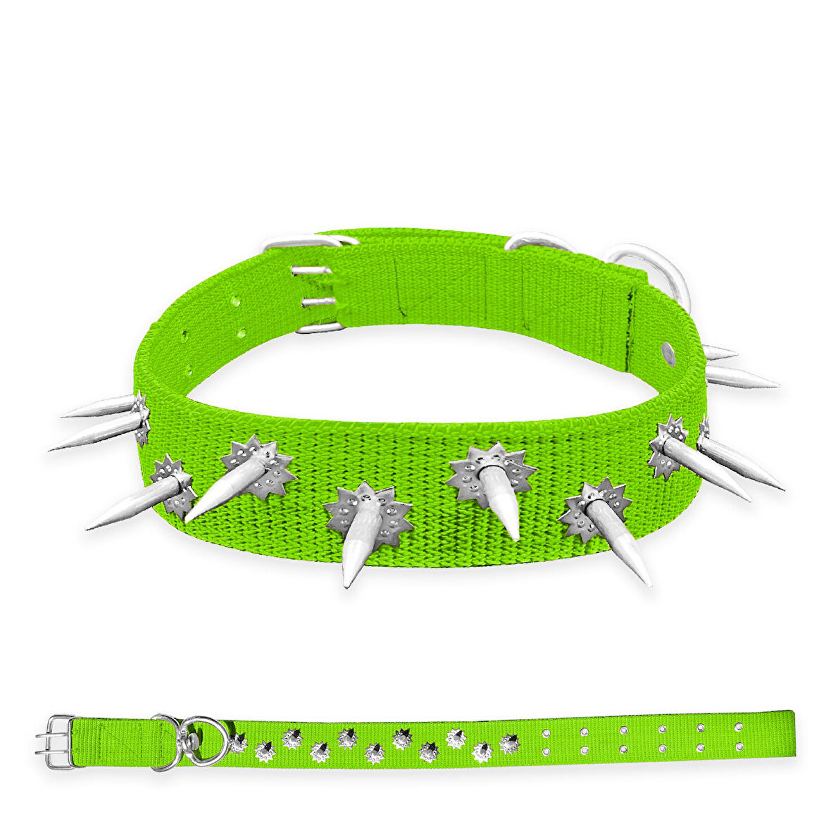 Dokuma Çivili Köpek Boyun Tasması - 5*80 cm - Yeşil