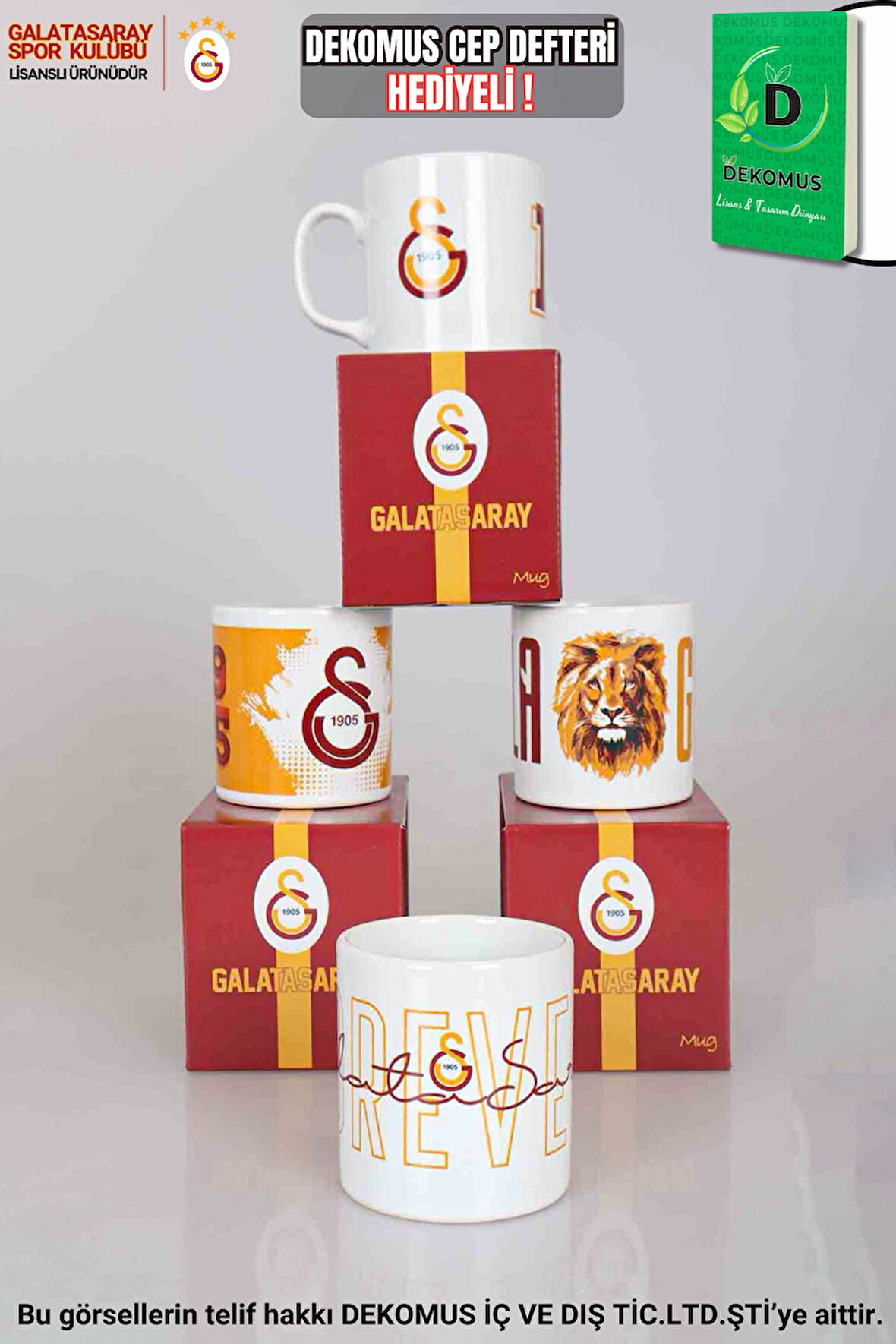 "DEKOMUS CEP DEFTERİ HEDİYELİ" YENİ SEZON TEKLİ LİSANSLI GALATASARAY KUPA 