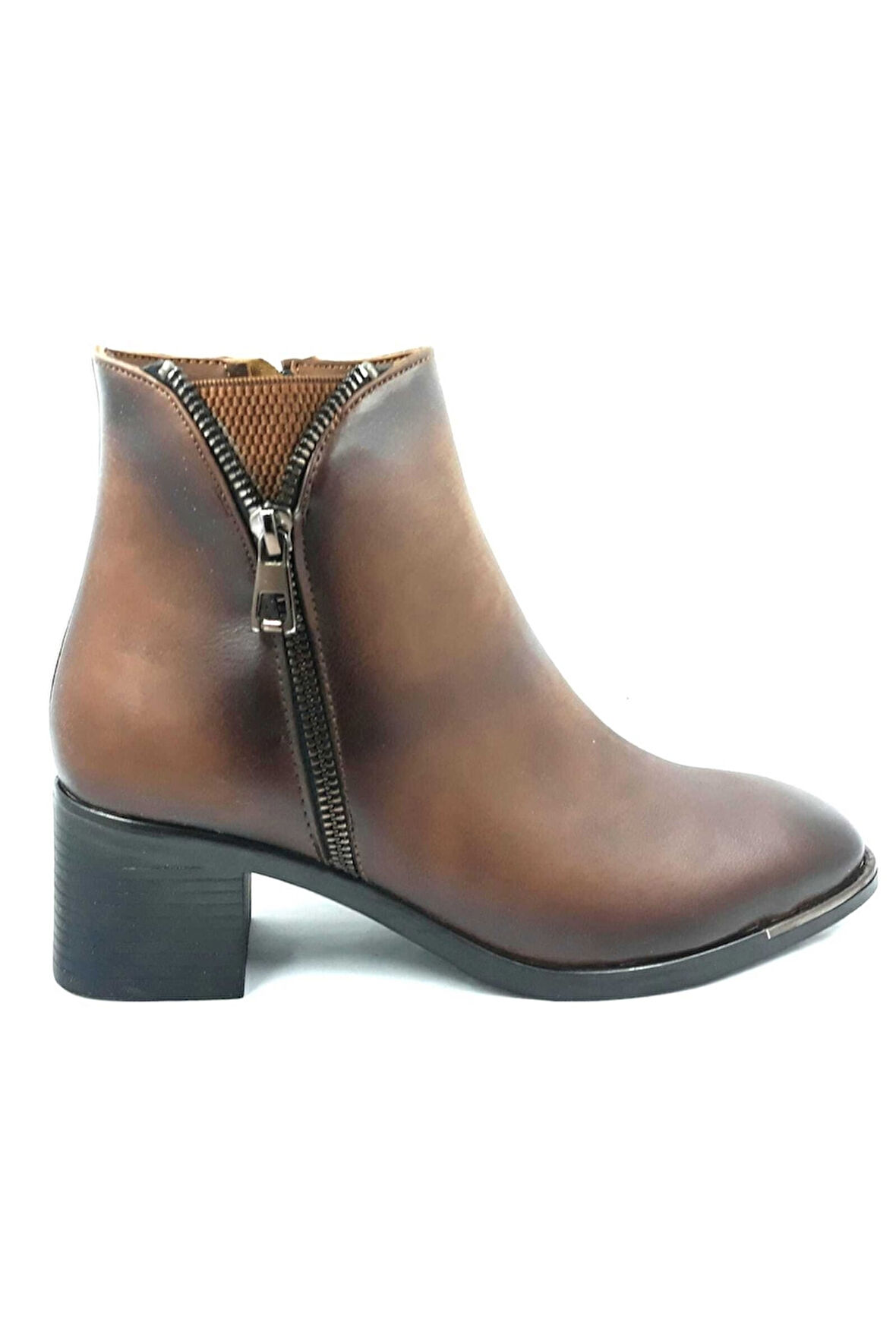 572291 Taba 5 Cm Fermuarlı Kadın Bot